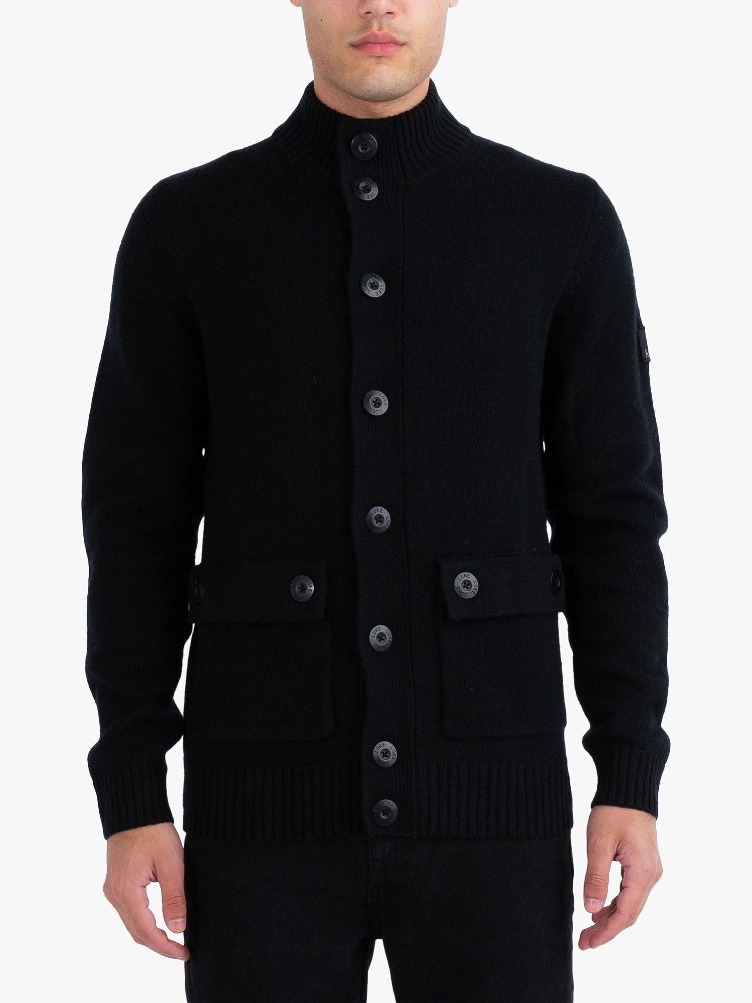 LUKE 1977 Denmark Chunky Knit Cardigan, Black, XXL