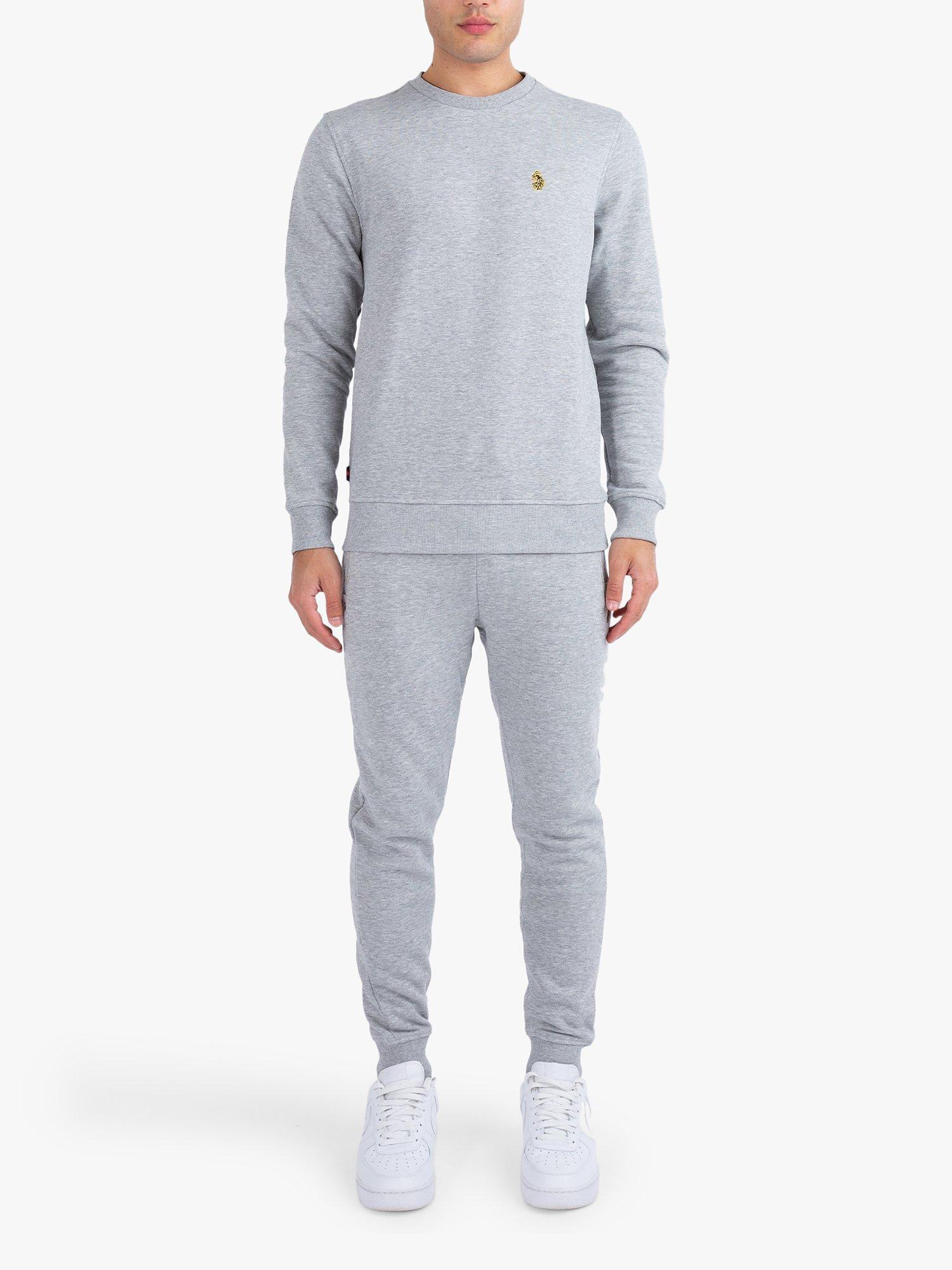 Product image 1 of 4, which shows LUKE 1977 London Rome 1000 Sweatshirt and Joggers Set, Mid Marl Grey, XS
