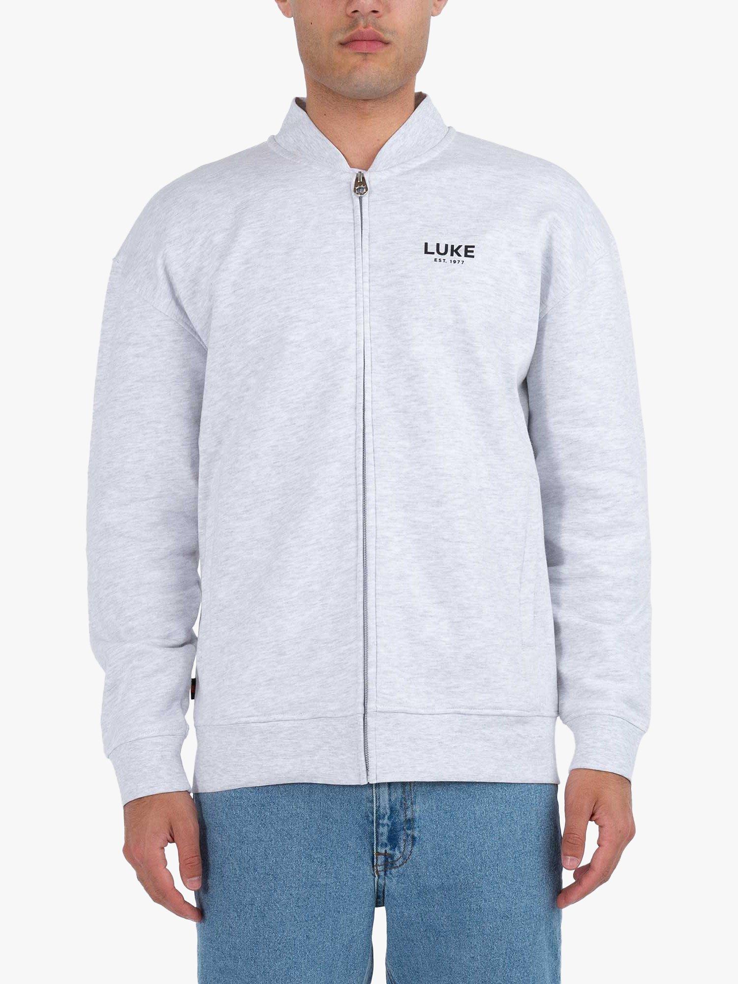 Product image 1 of 5, which shows LUKE 1977 Tremendous Zip-Through Sweatshirt, Marl Grey, XS