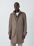 John Lewis Wool Blend Funnel Neck Coat, Brown Twill
