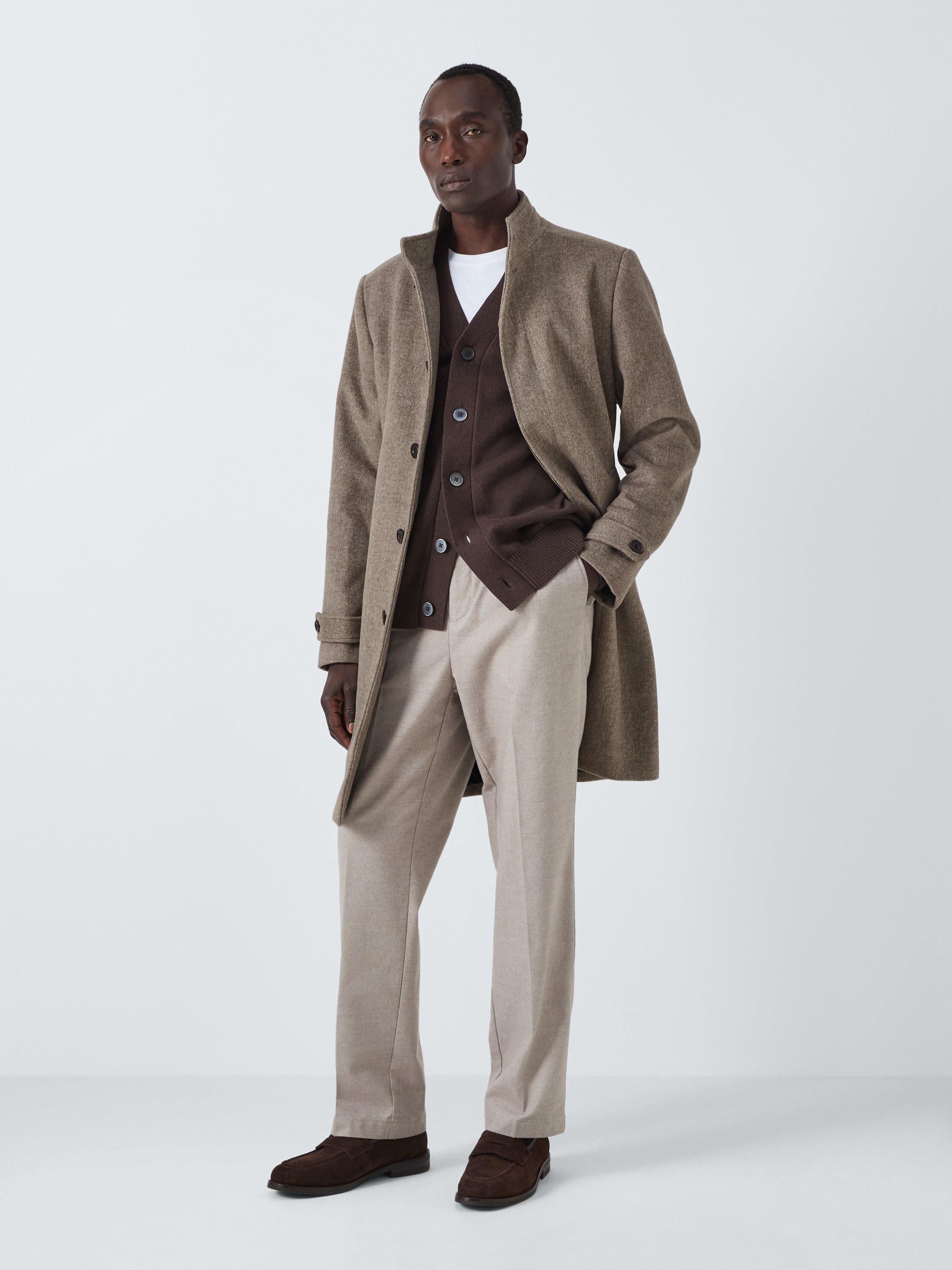 Product image 3 of 7, which shows John Lewis Wool Blend Funnel Neck Coat, Brown Twill, XXL