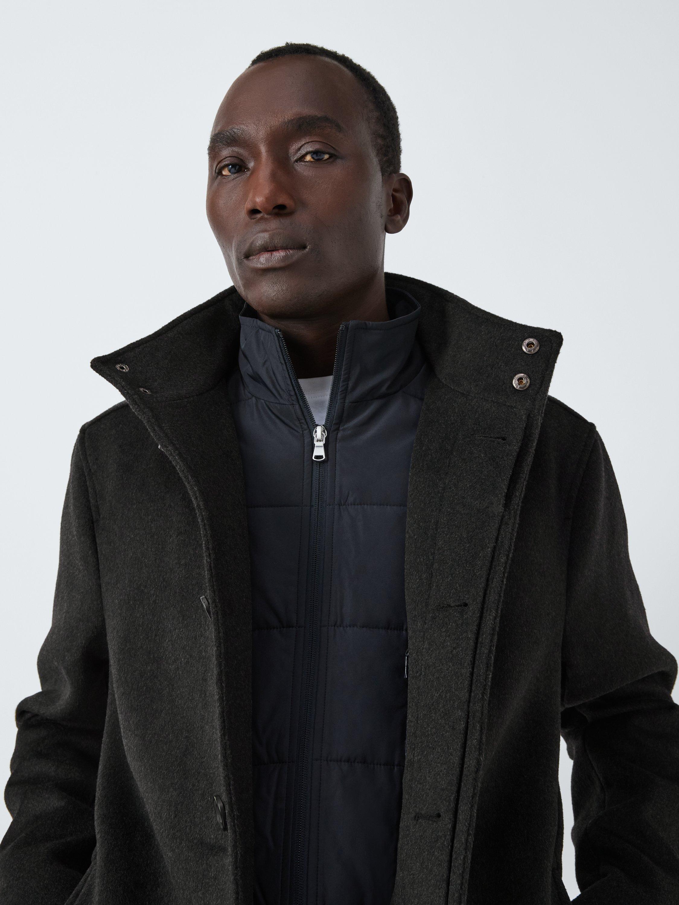 John Lewis Wool Blend Car Coat Charcoal Twill