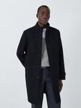 John Lewis Wool Blend Funnel Neck Coat, Navy