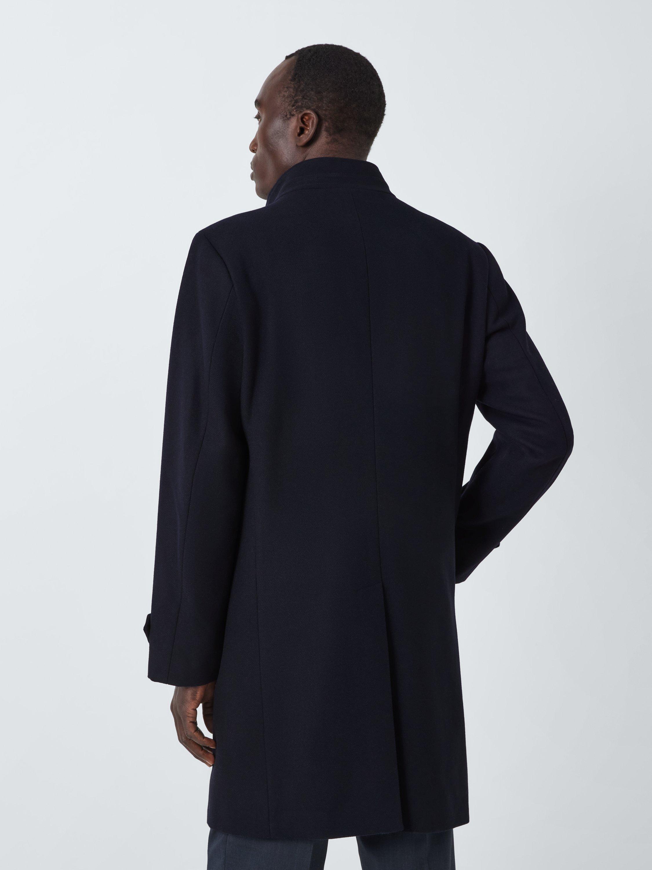 John Lewis Wool Blend Funnel Neck Coat Navy