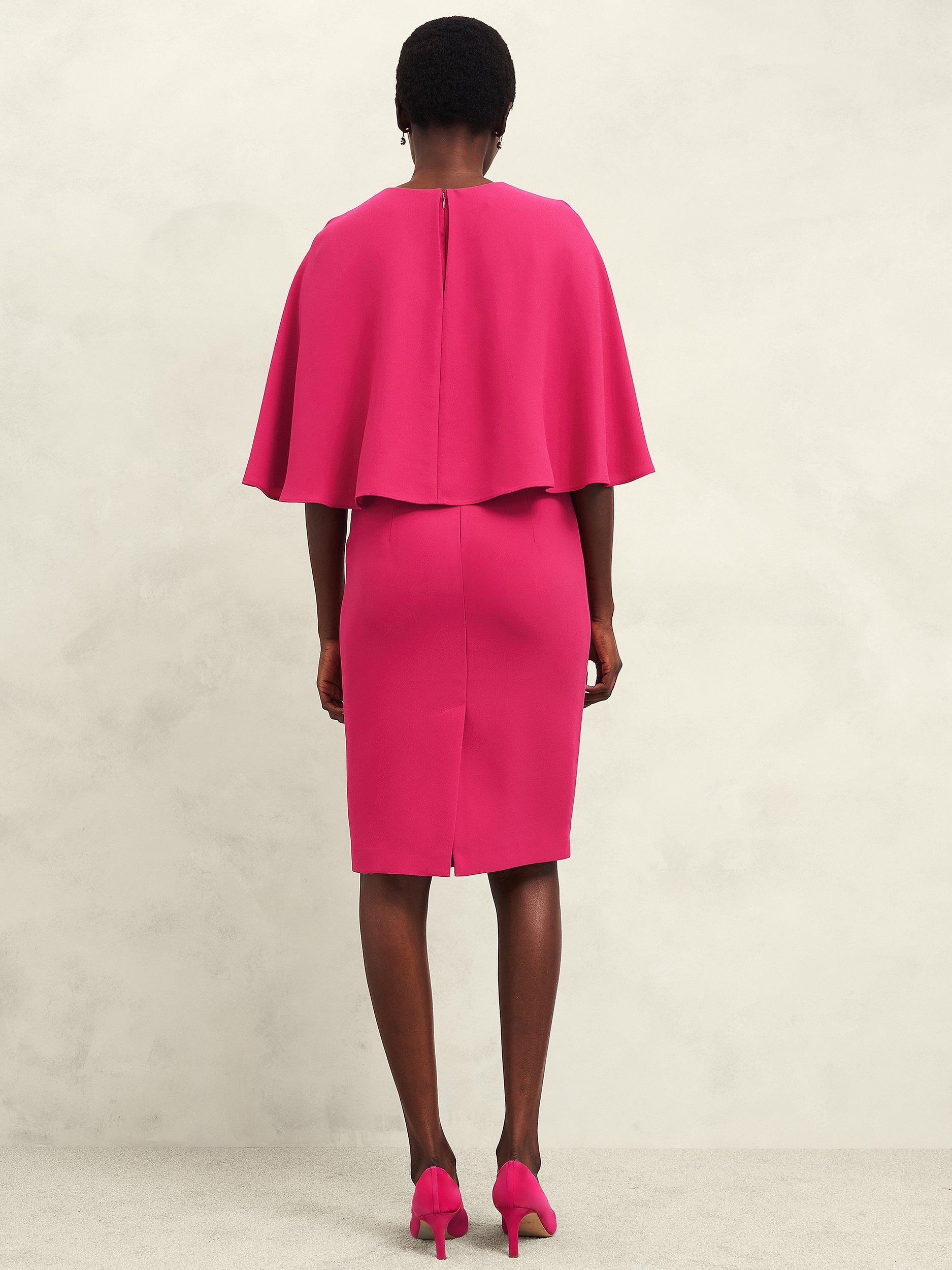 Product image 2 of 6, which shows Hobbs Rhiannon Cape Dress, Pink, 12