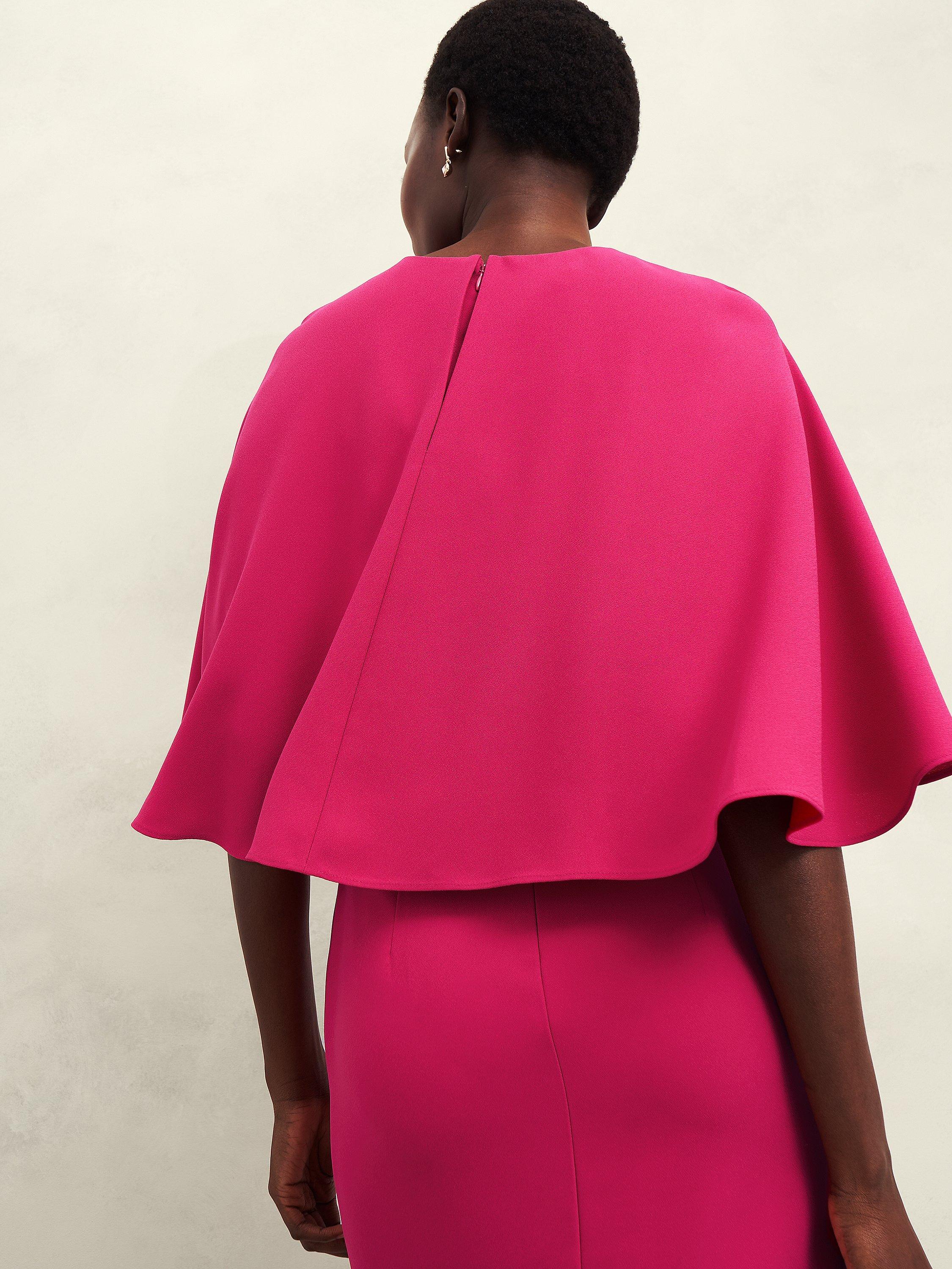 Product image 5 of 6, which shows Hobbs Rhiannon Cape Dress, Pink, 12