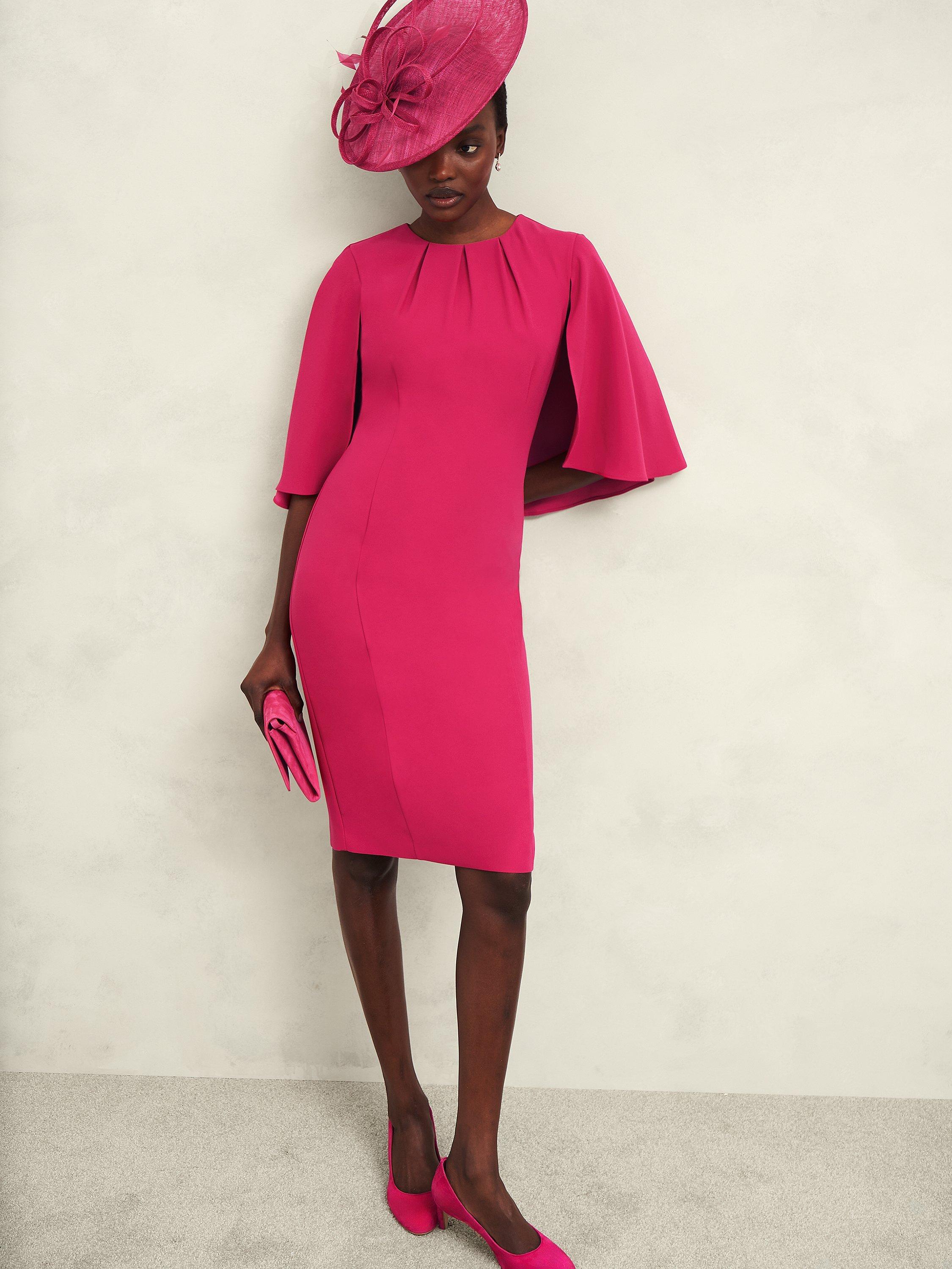 Product image 6 of 6, which shows Hobbs Rhiannon Cape Dress, Pink, 12