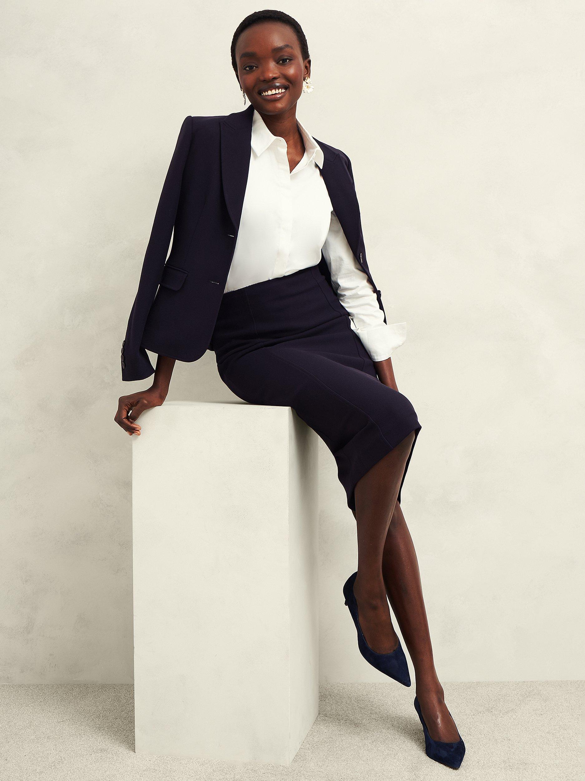 Product image 6 of 6, which shows Hobbs Aly Pencil Skirt, Navy, 12