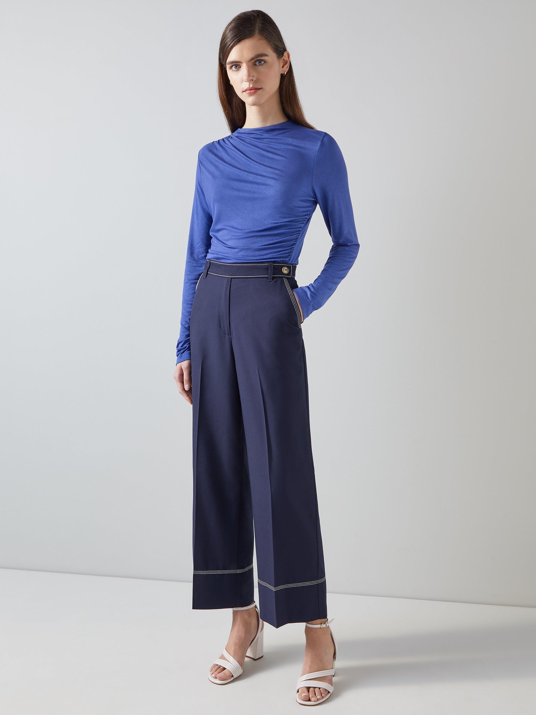 L.K.Bennett Mae Jersey Drape Top, Blue