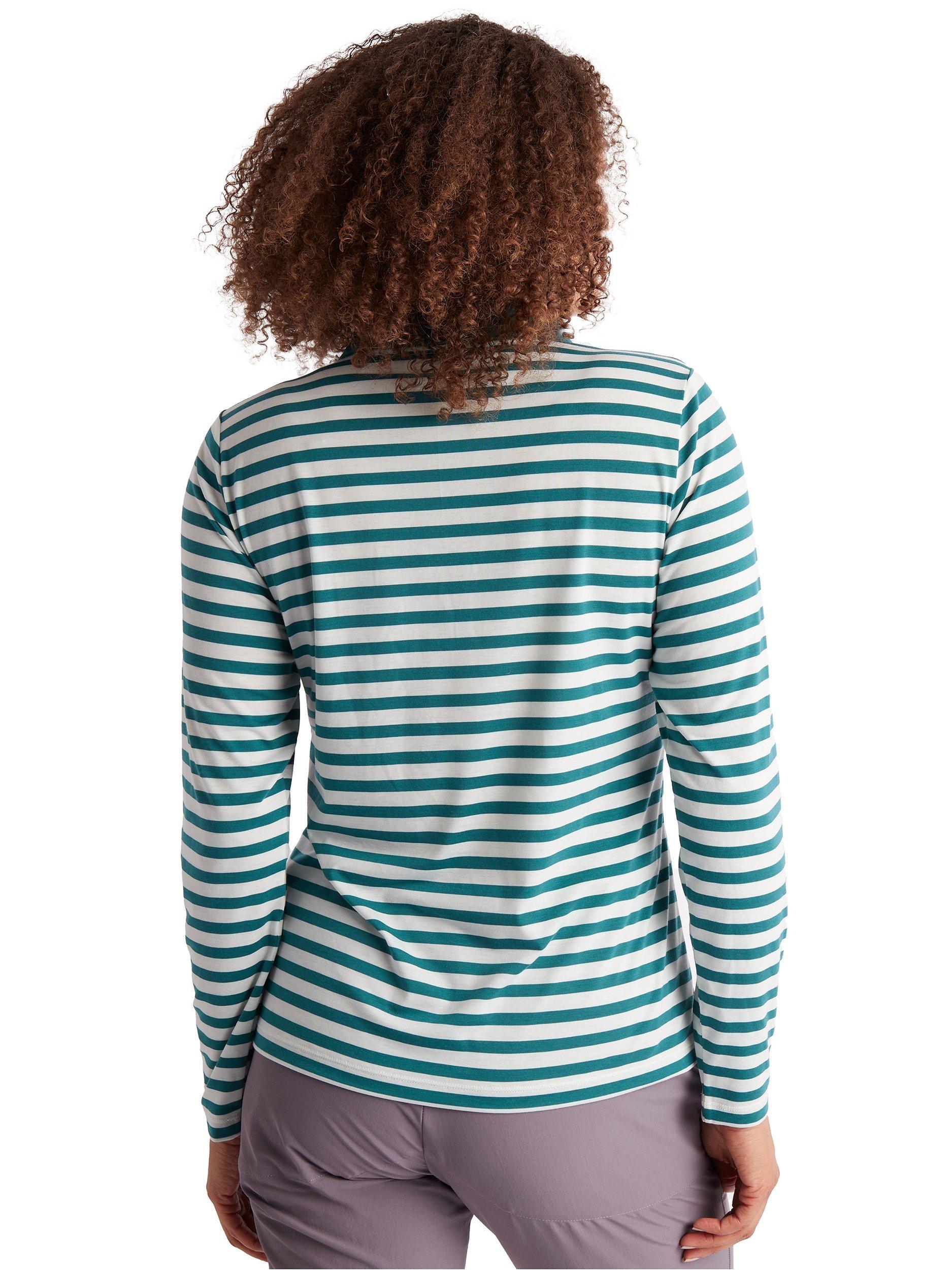 Product image 2 of 6, which shows Rohan Women's Long Sleeve Shoreline Polo Top, Marine Teal/Ecru, S