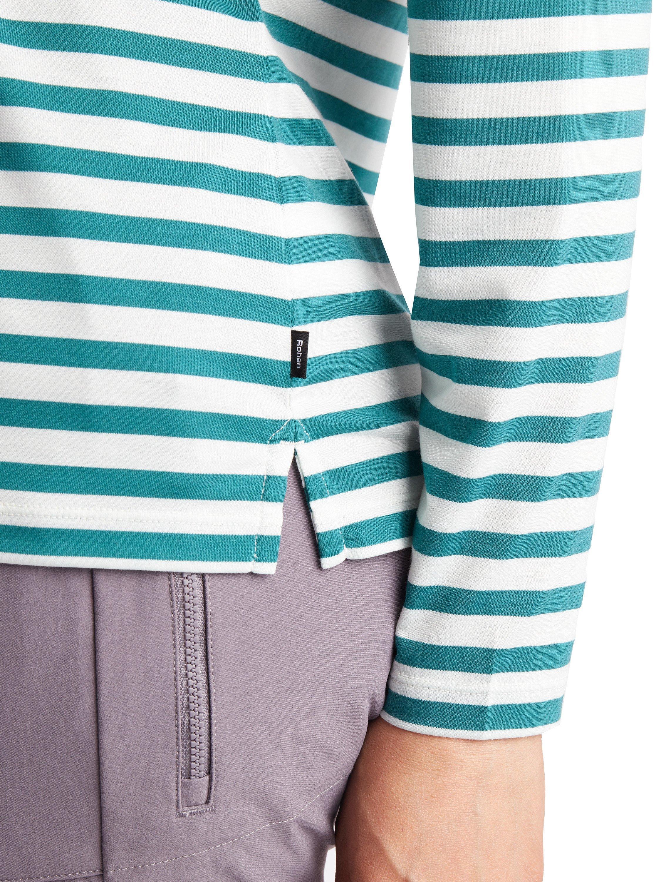 Product image 6 of 6, which shows Rohan Women's Long Sleeve Shoreline Polo Top, Marine Teal/Ecru, S