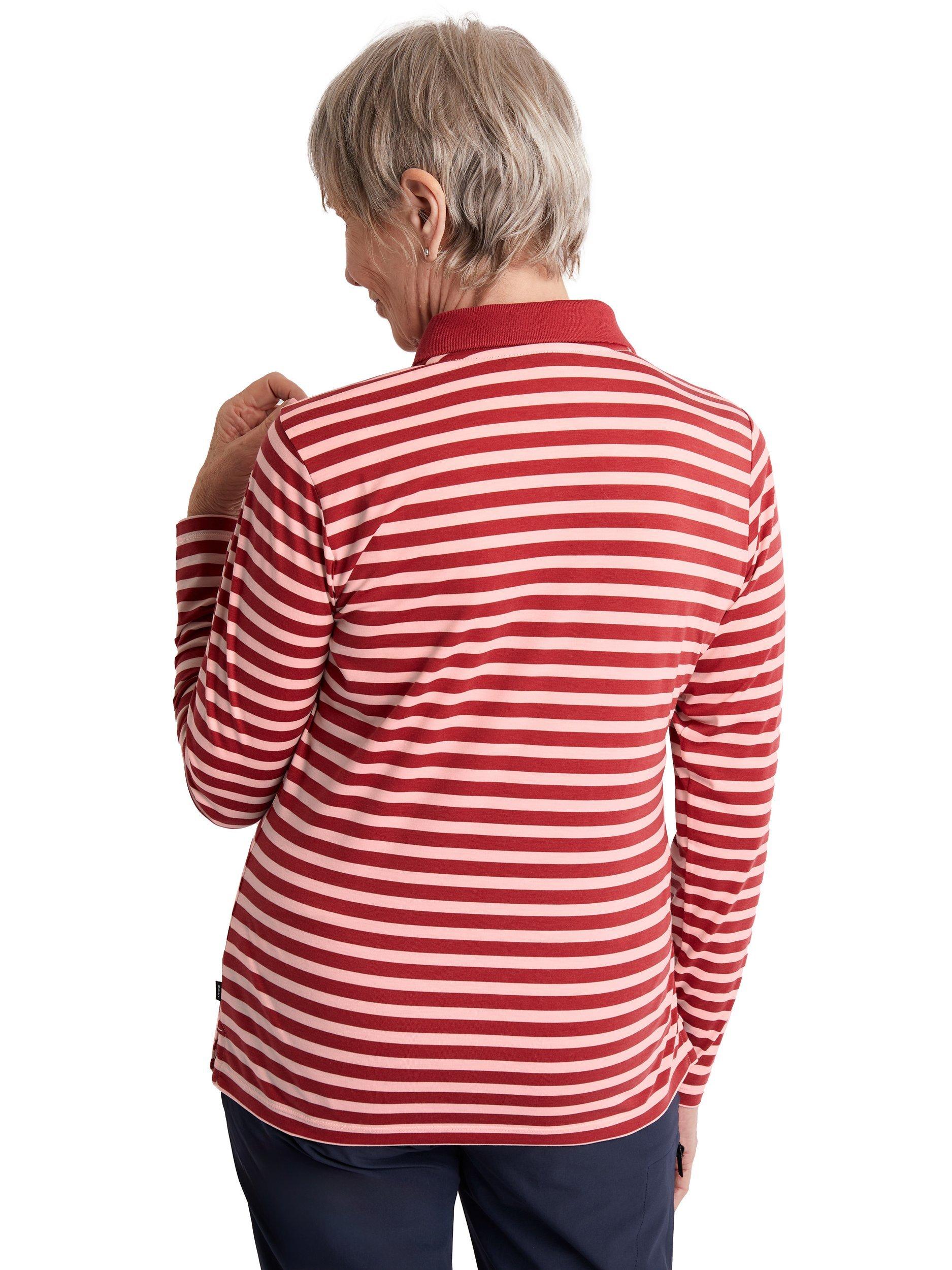 Product image 2 of 5, which shows Rohan Women's Long Sleeve Shoreline Polo Top, Ecru/Carissa Red, S