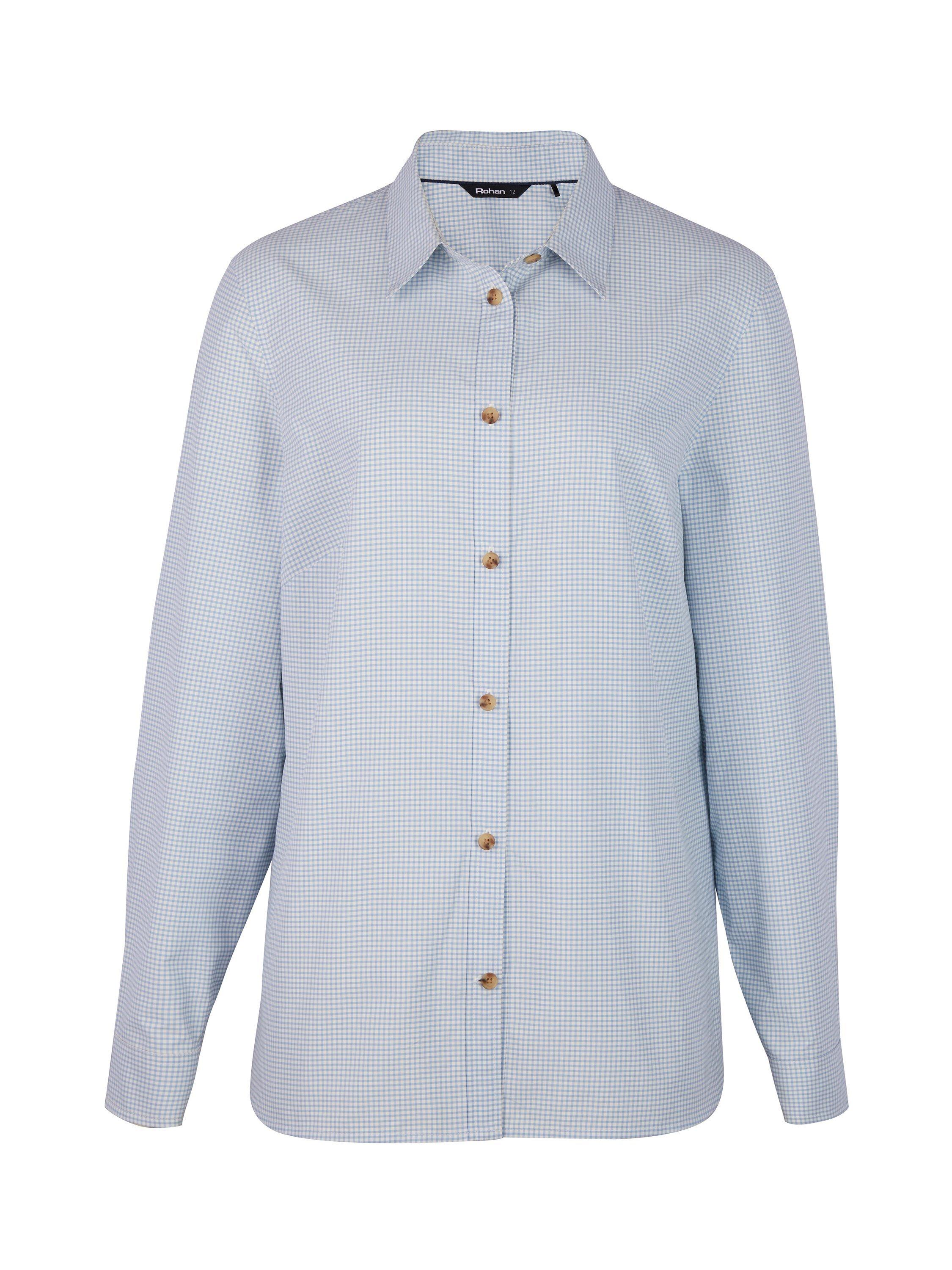 Product image 3 of 5, which shows Rohan Women's Eave Long Sleeve Shirt, Chambrayblue/White, 8