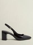 Hobbs Lily Leather Heeled Slingback Courts, Black