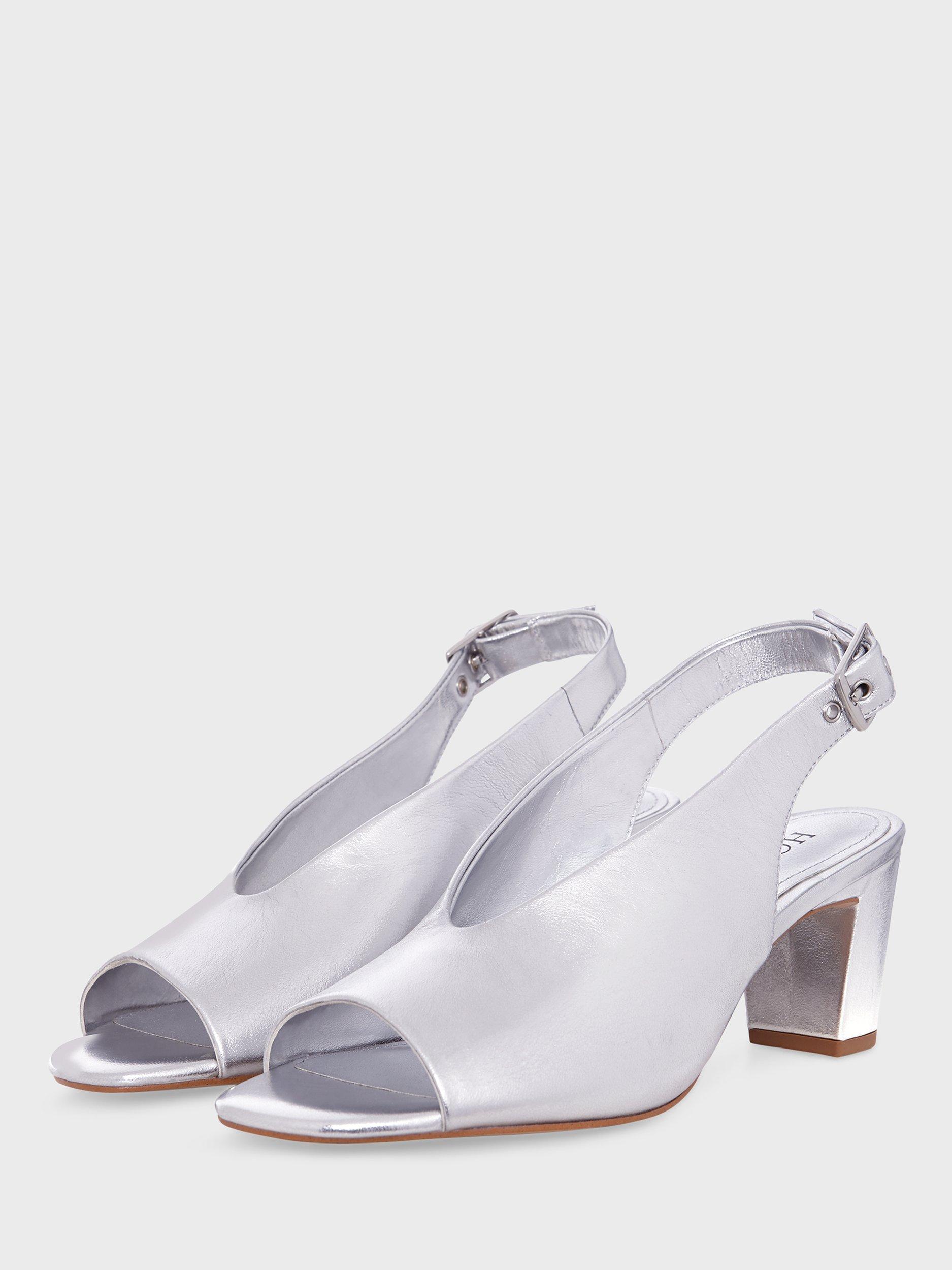 Product image 3 of 6, which shows Hobbs Kali Metallic Leather Heeled Sandals, Silver, 3