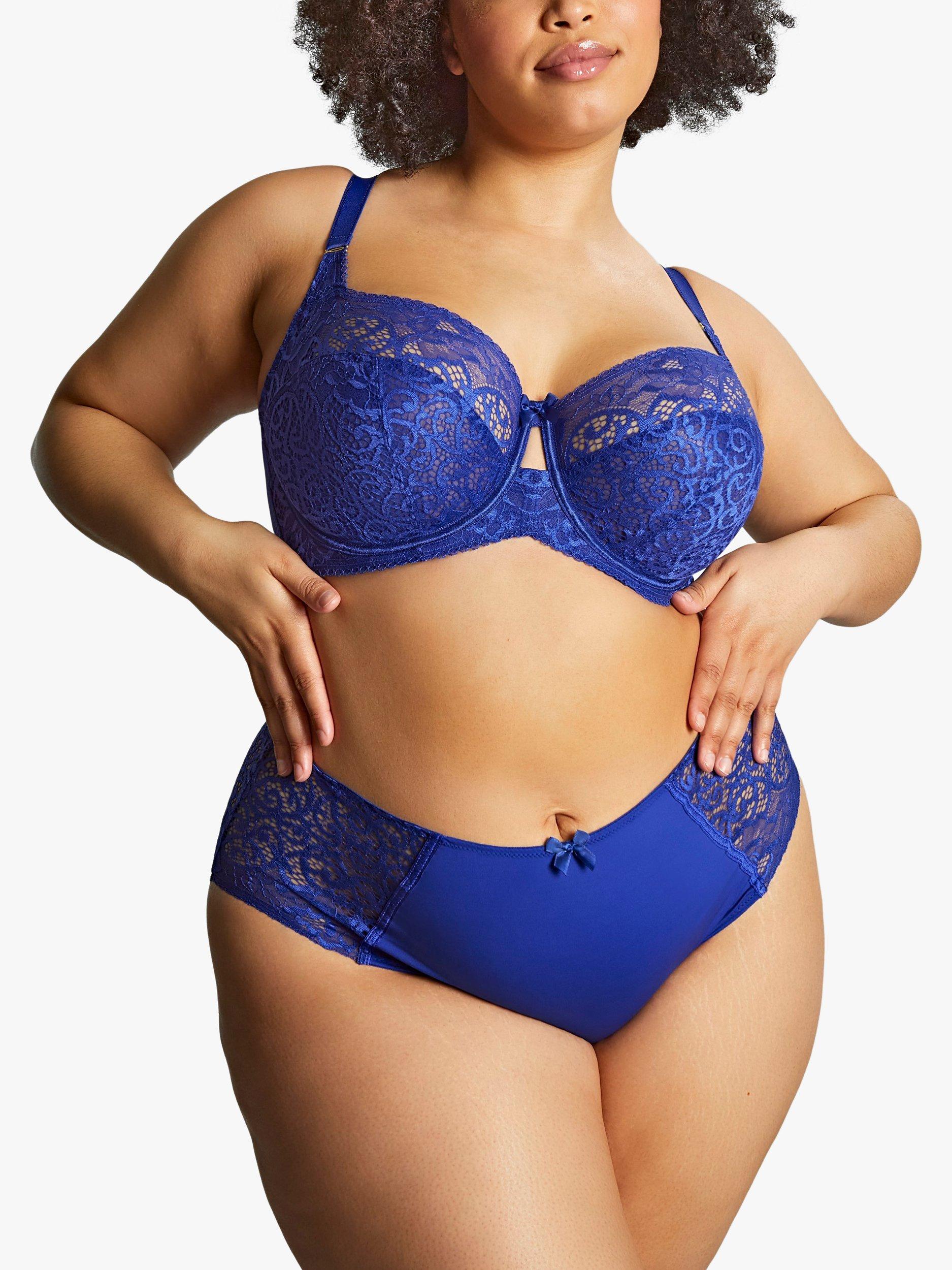 Product image 1 of 6, which shows Sculptresse Estel Wired Lace Full Cup Bra, Royal Blue, 34FF