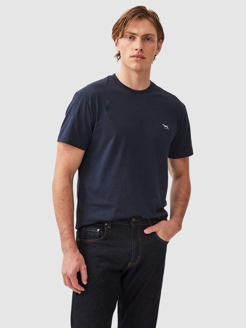 Product image 1 of 5, which shows Rodd & Gunn The Gunn Cotton Slim Fit Short Sleeve T-Shirt, Midnight, XS
