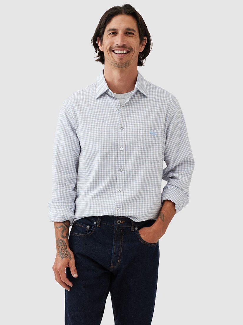 Product image 1 of 5, which shows Rodd & Gunn Whare Creek Micro Gingham Check Straight Fit Shirt, Ecru, XS