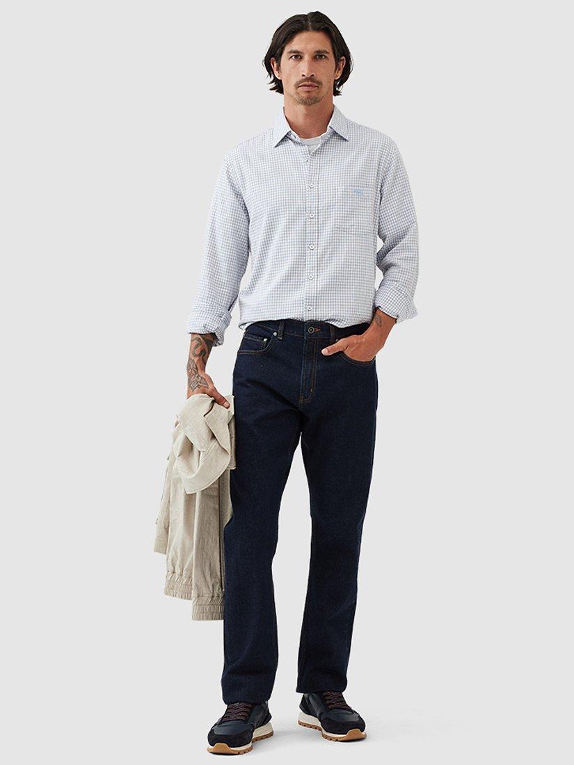 Product image 2 of 5, which shows Rodd & Gunn Whare Creek Micro Gingham Check Straight Fit Shirt, Ecru, XS