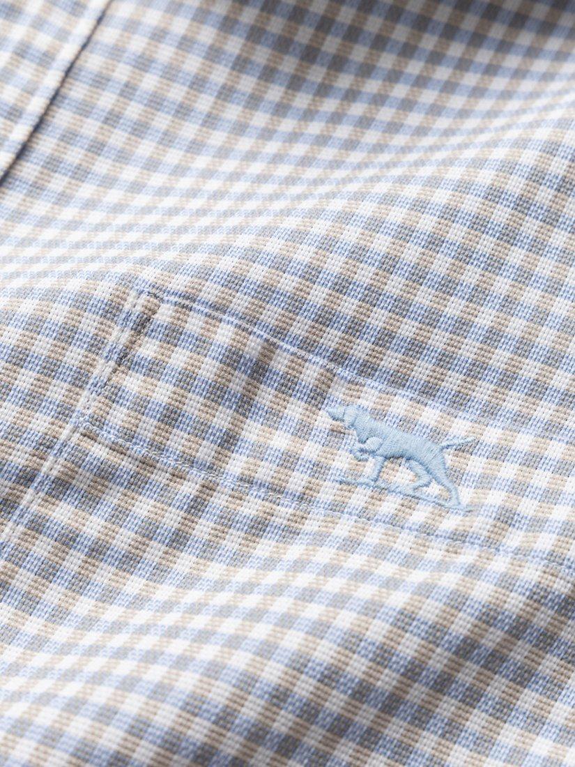 Product image 5 of 5, which shows Rodd & Gunn Whare Creek Micro Gingham Check Straight Fit Shirt, Ecru, XS