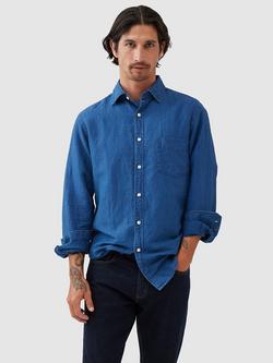 Rodd & Gunn Clifton Linen Cotton Slim Fit Long Sleeve Shirt, Mid Blue, Mid Blue