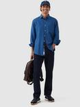Rodd & Gunn Clifton Linen Cotton Slim Fit Long Sleeve Shirt, Mid Blue