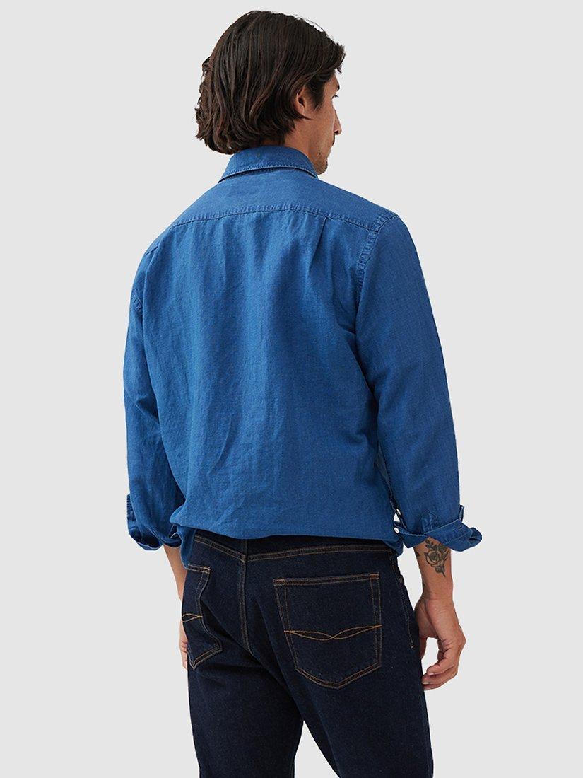Product image 3 of 5, which shows Rodd & Gunn Clifton Linen Cotton Slim Fit Long Sleeve Shirt, Mid Blue, XS