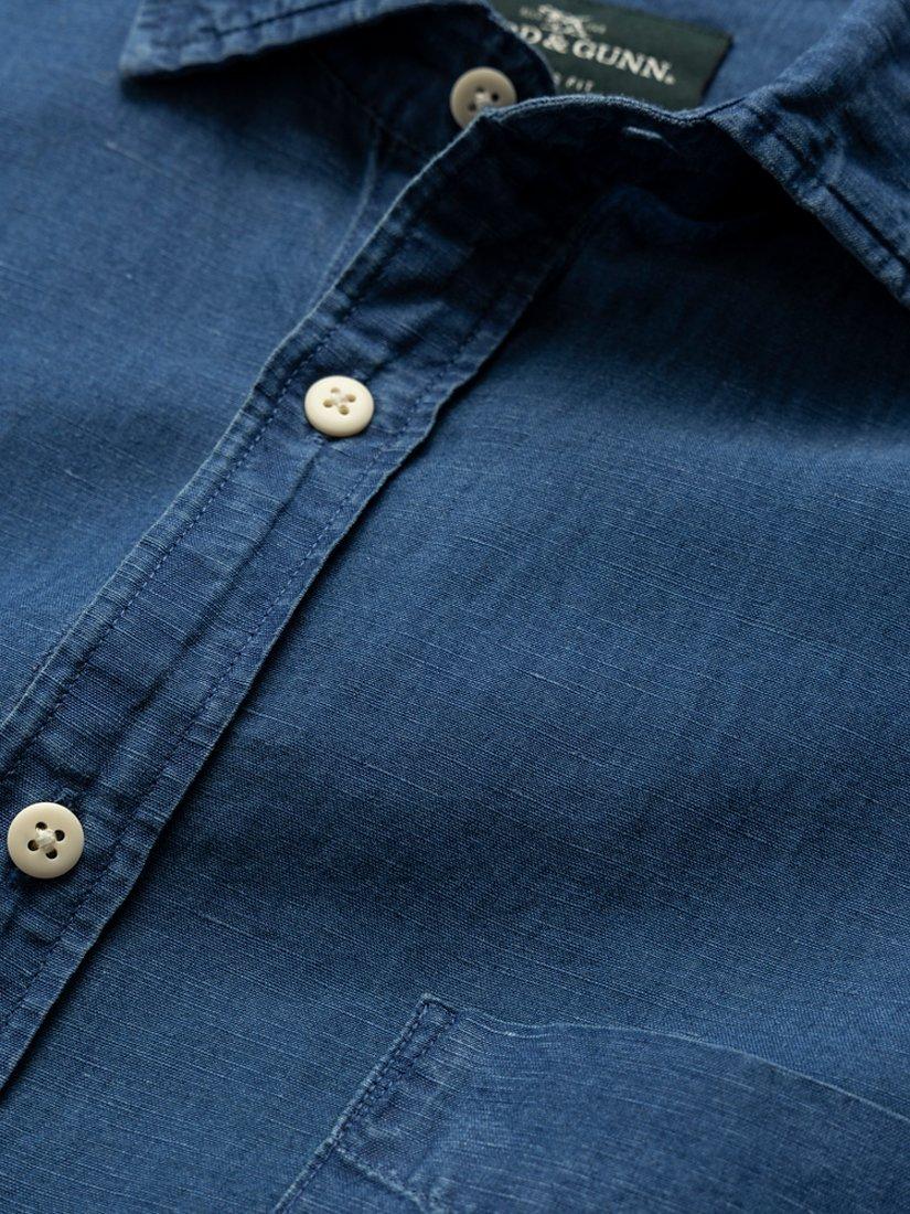 Product image 5 of 5, which shows Rodd & Gunn Clifton Linen Cotton Slim Fit Long Sleeve Shirt, Mid Blue, XS