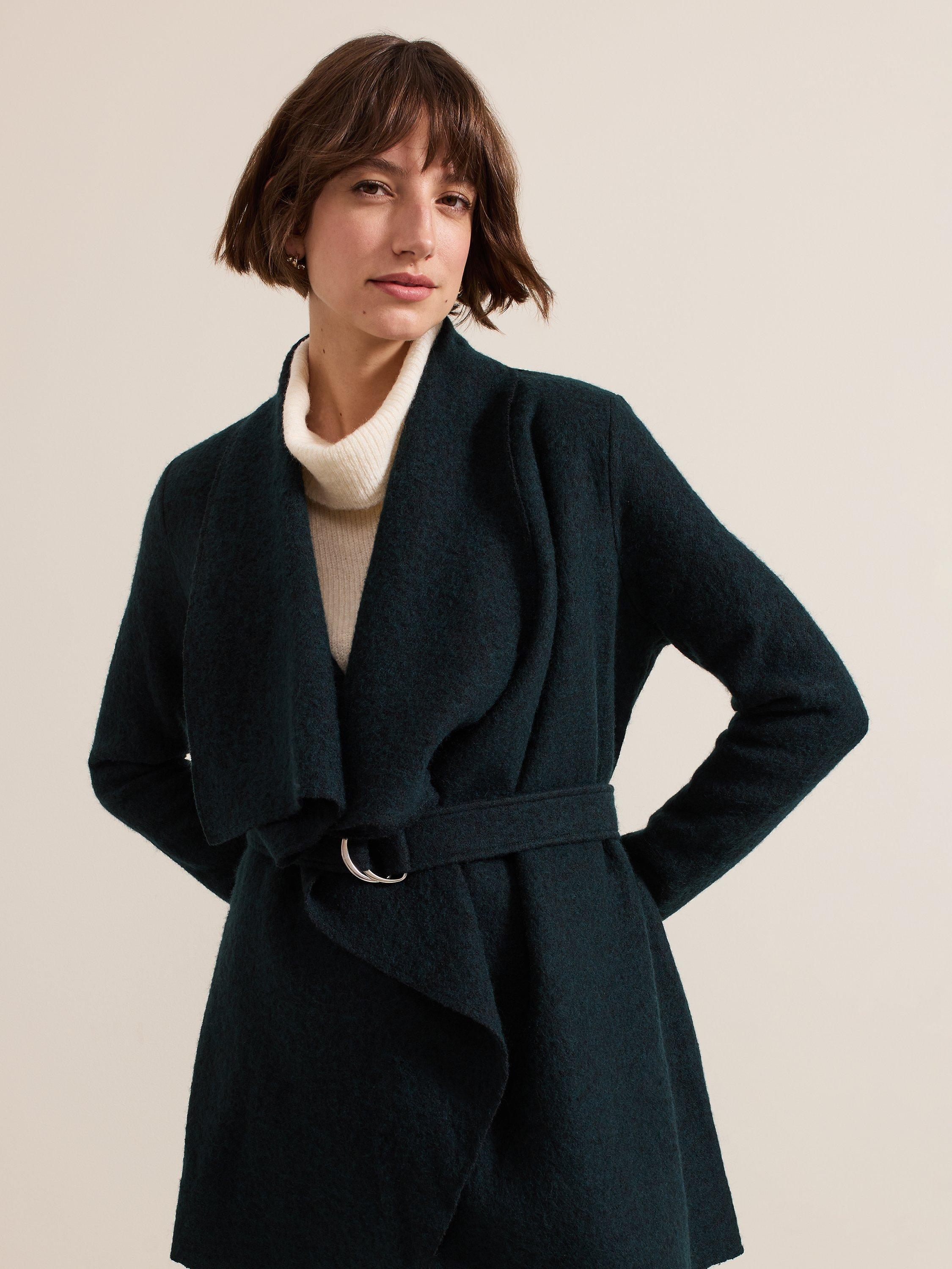 Product image 4 of 9, which shows Phase Eight Lana Wool Blend Coat, Dark Green, M