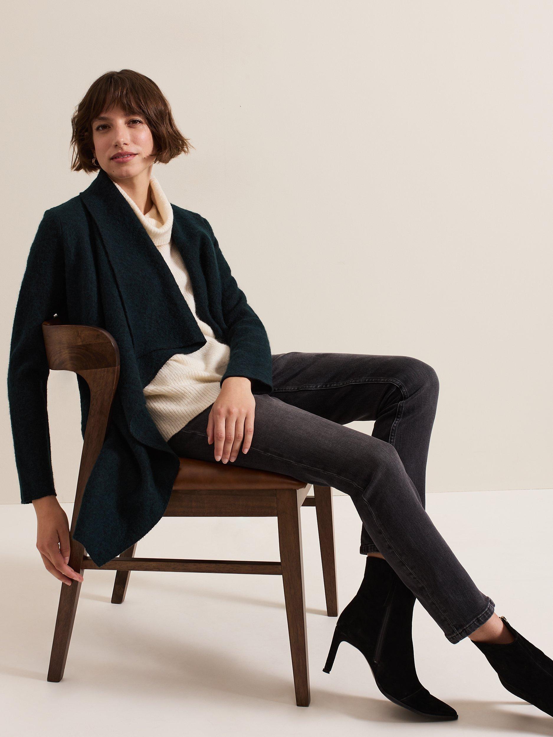 Product image 9 of 9, which shows Phase Eight Lana Wool Blend Coat, Dark Green, M