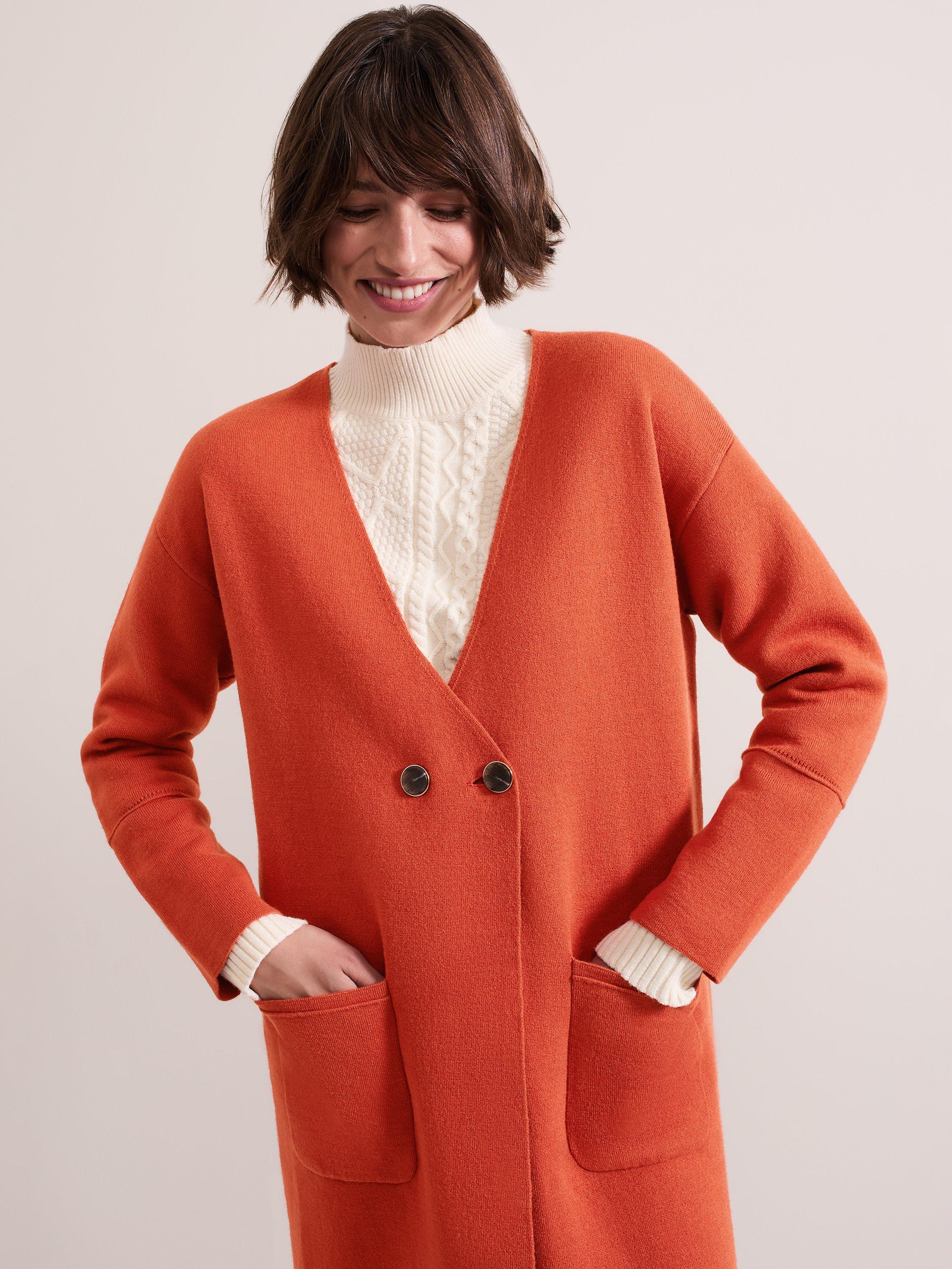 Phase Eight Destiny Wool Blend Coatigan Orange XS