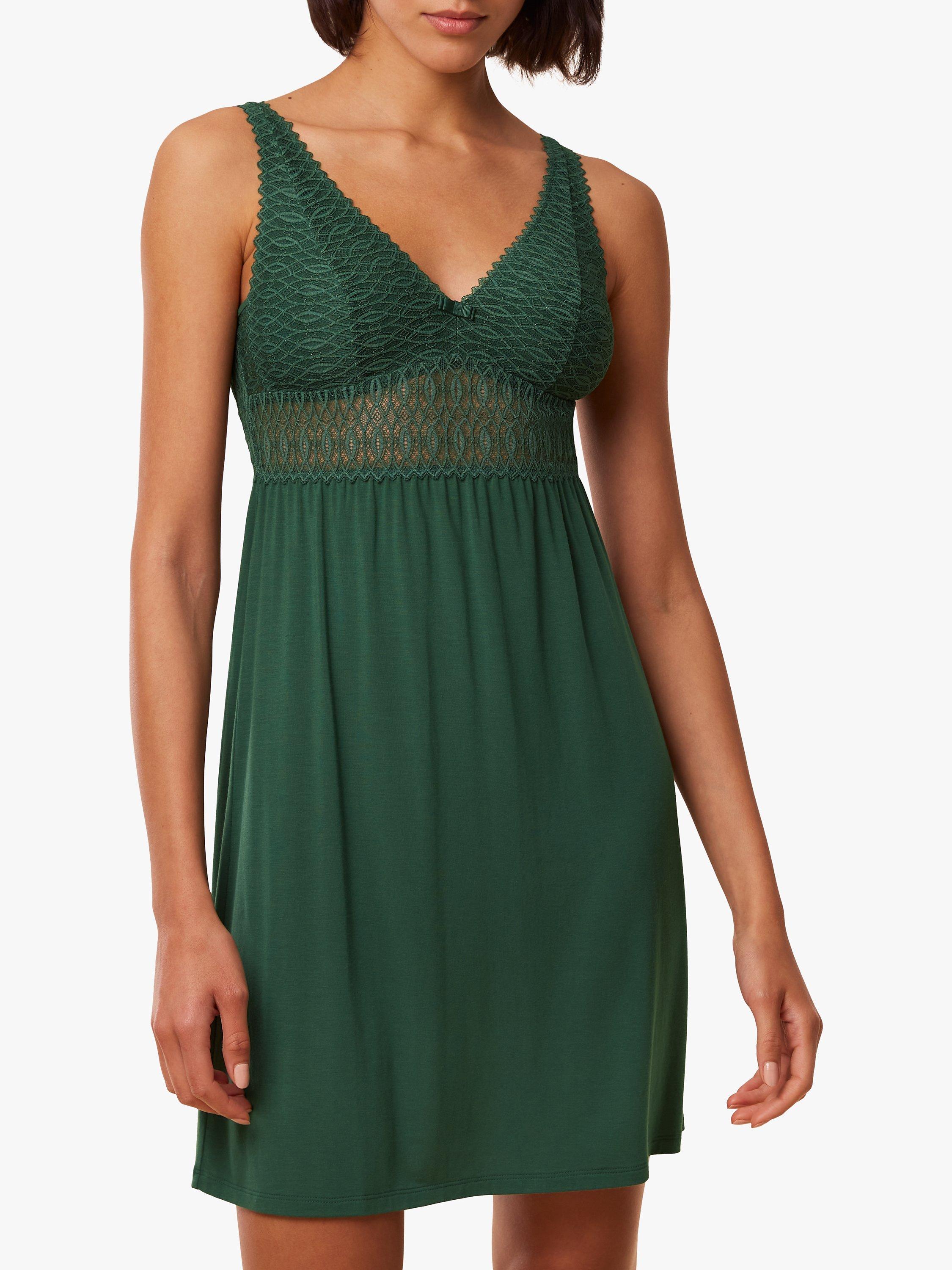 Product image 1 of 5, which shows Triumph Aura Spotlight Nightdress, Green Kiss, 14