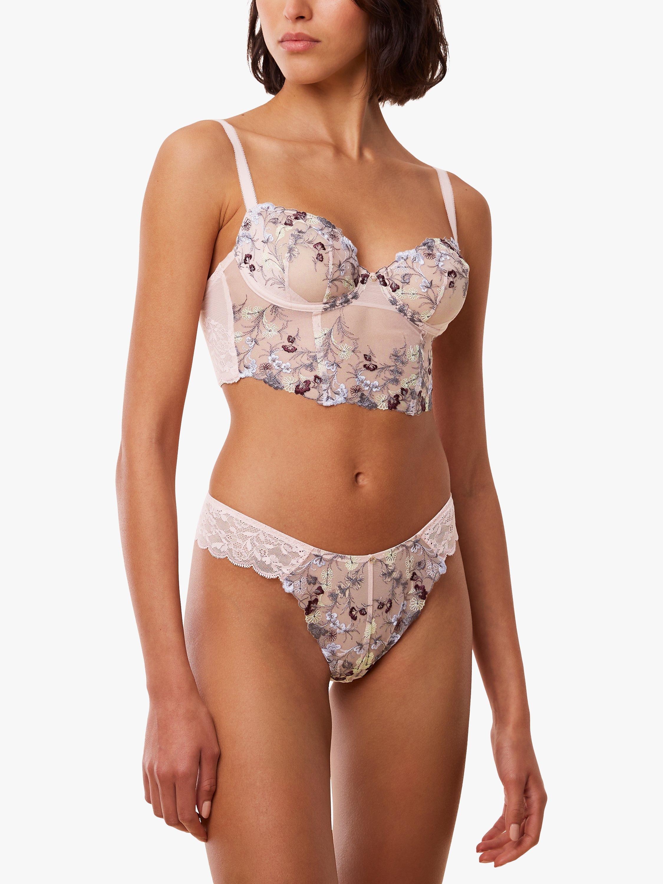 Product image 4 of 5, which shows Triumph Sensual Spotlight Floral Underwired Corset Bra, Foundation Nude, 32B