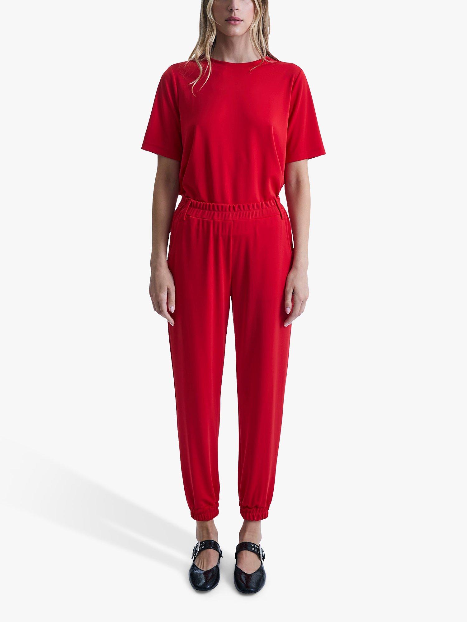Product image 1 of 5, which shows James Lakeland Jersey Tapered Joggers, Red, 8