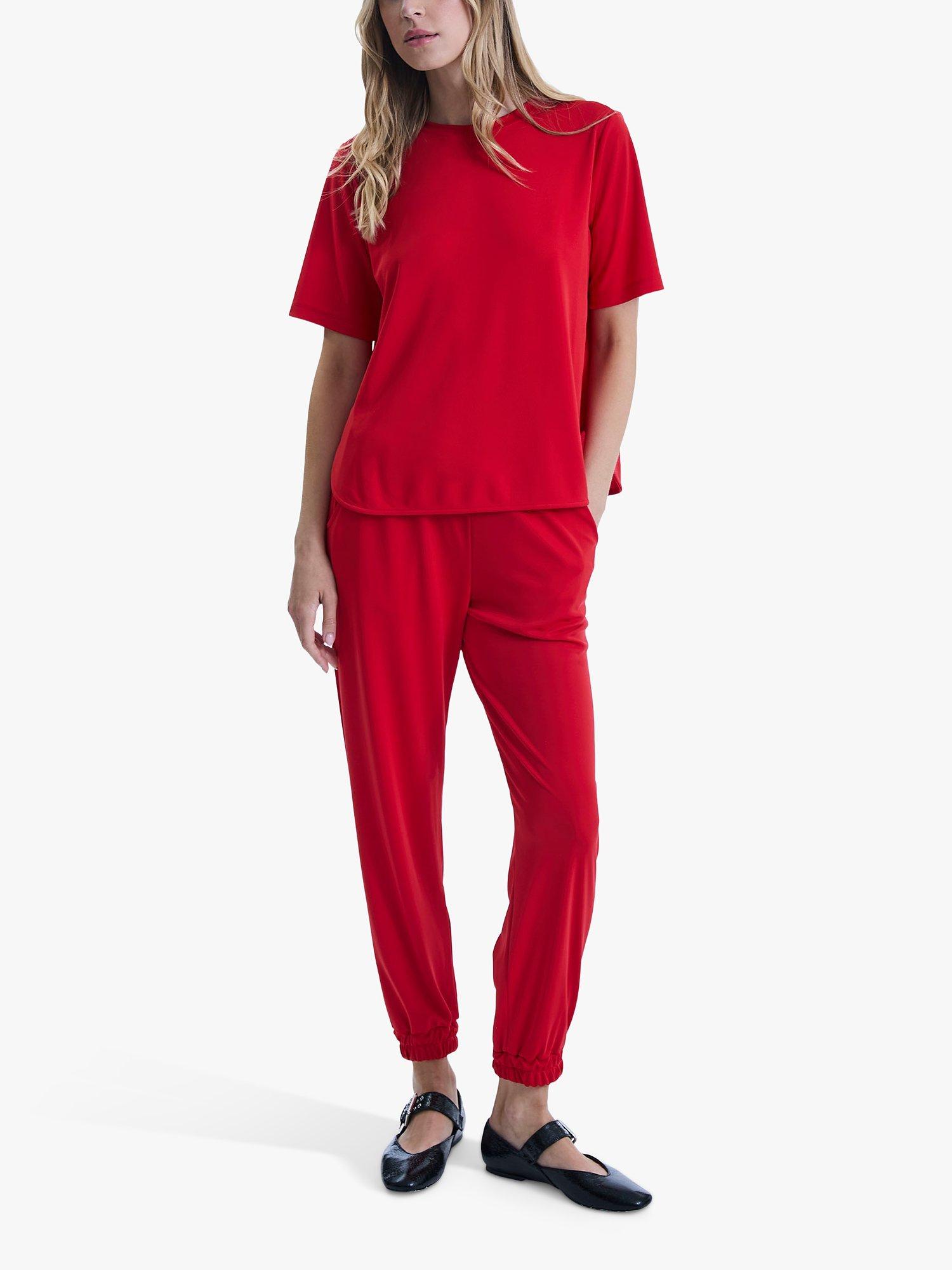 Product image 4 of 5, which shows James Lakeland Jersey Tapered Joggers, Red, 8