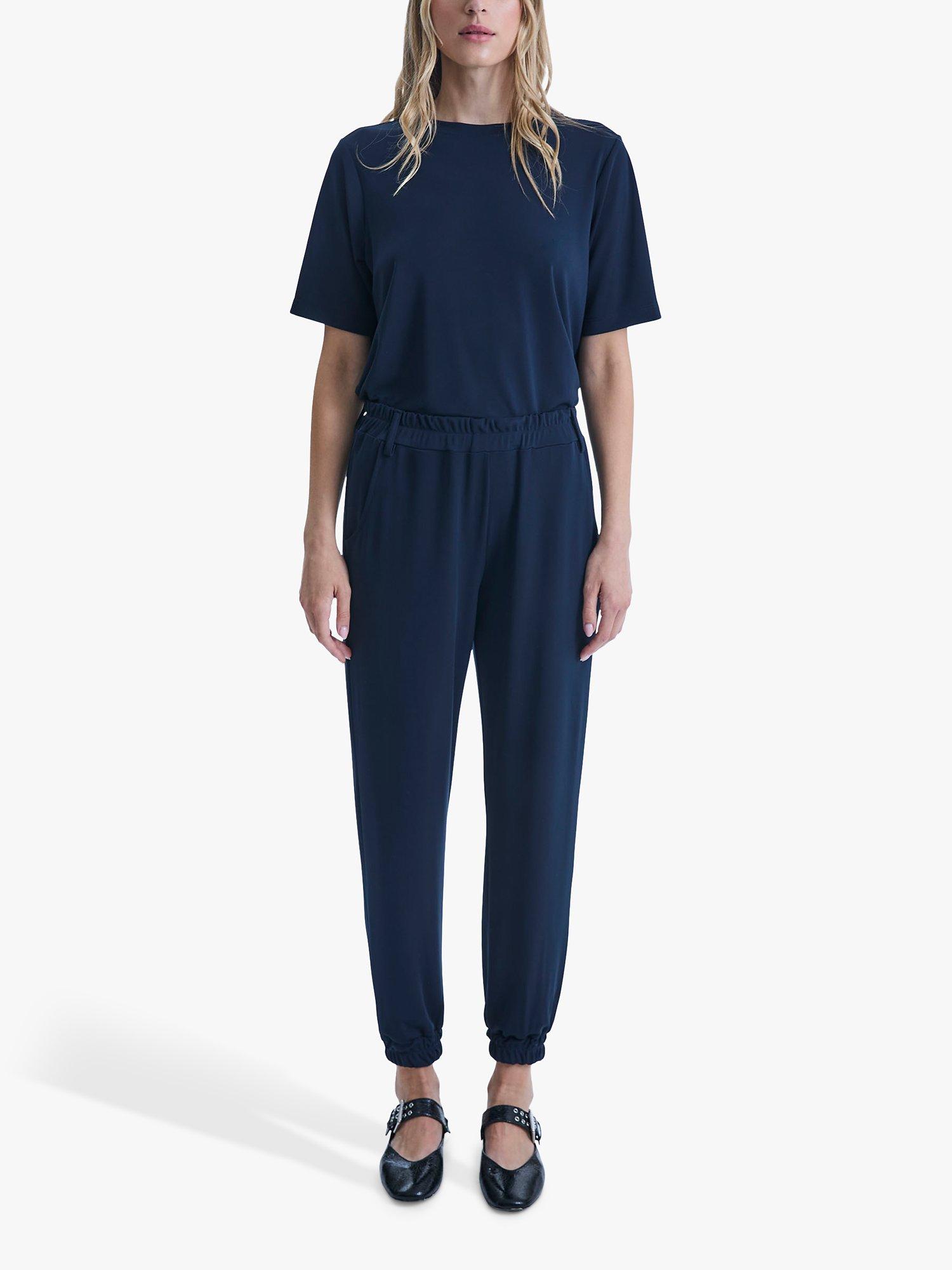 Product image 1 of 6, which shows James Lakeland Jersey Tapered Joggers, Navy, 8