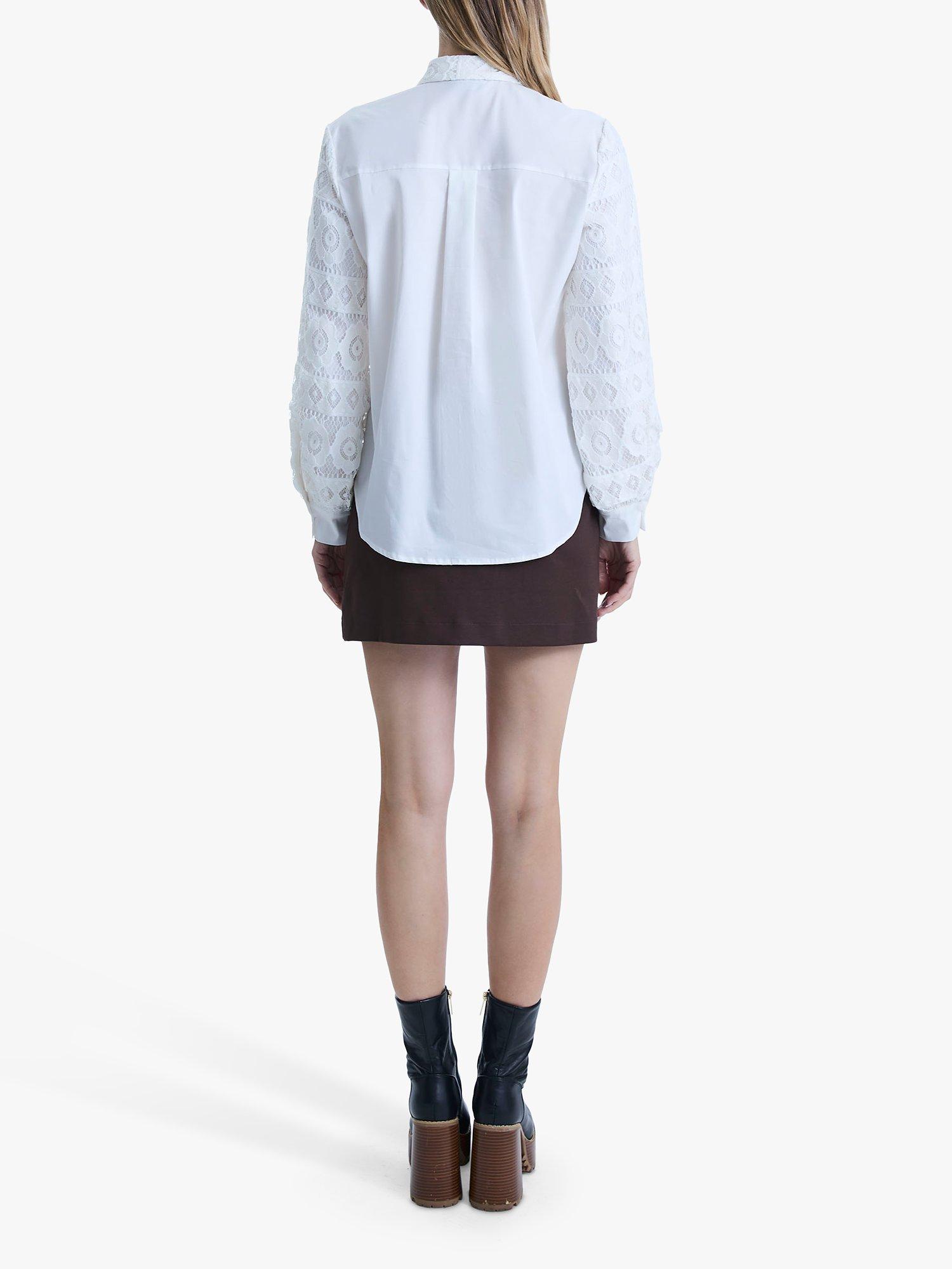 Product image 2 of 6, which shows James Lakeland Crochet Sleeve Shirt, White, 8