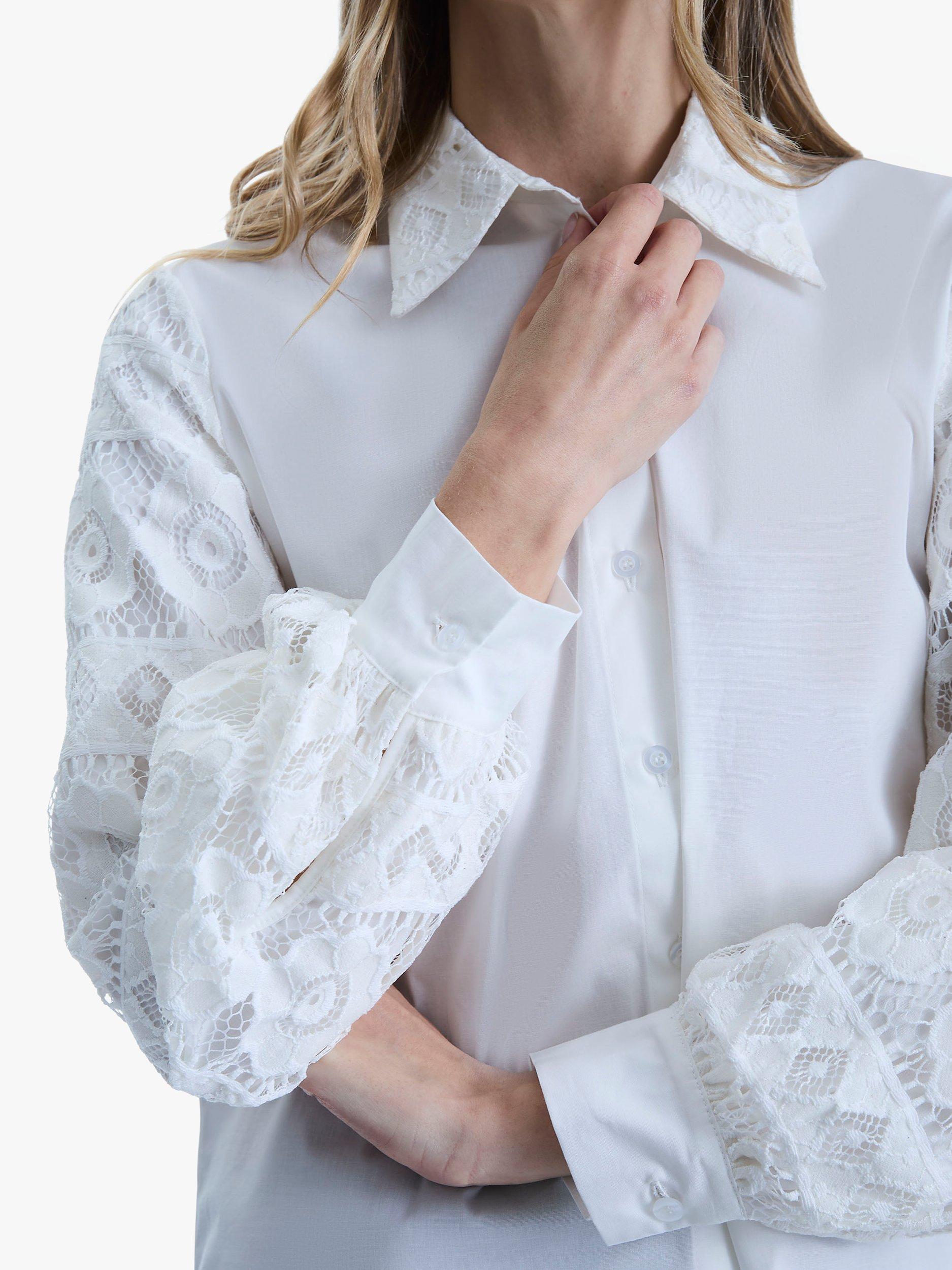 Product image 3 of 6, which shows James Lakeland Crochet Sleeve Shirt, White, 8