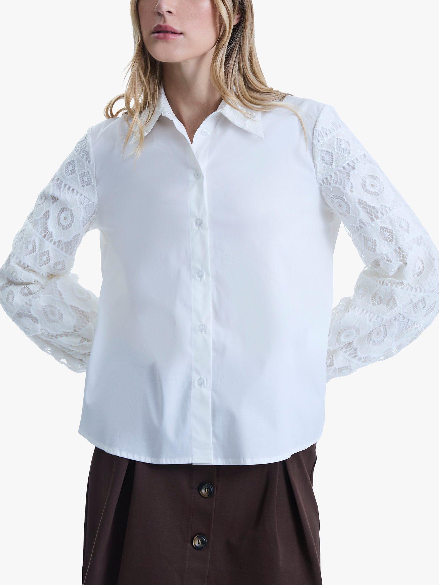 Product image 4 of 6, which shows James Lakeland Crochet Sleeve Shirt, White, 8