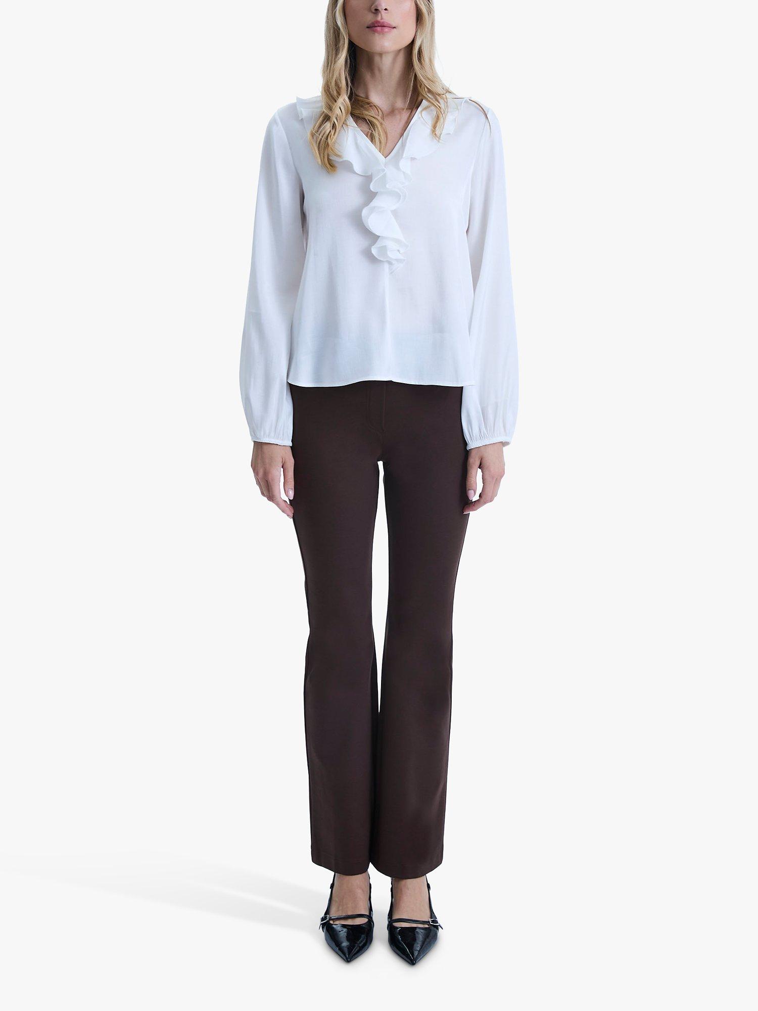 Product image 1 of 4, which shows James Lakeland Satin Ruffle Blouse, White, 8