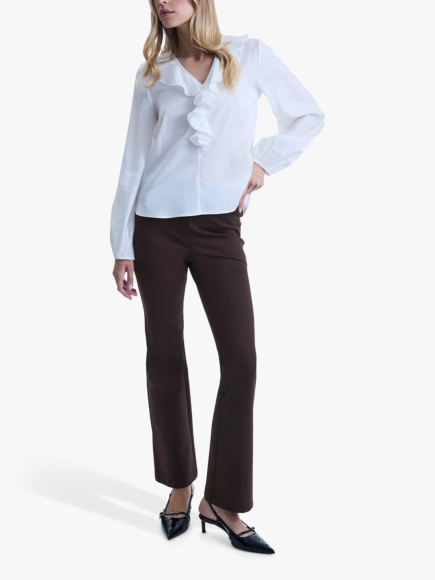 Product image 3 of 4, which shows James Lakeland Satin Ruffle Blouse, White, 8