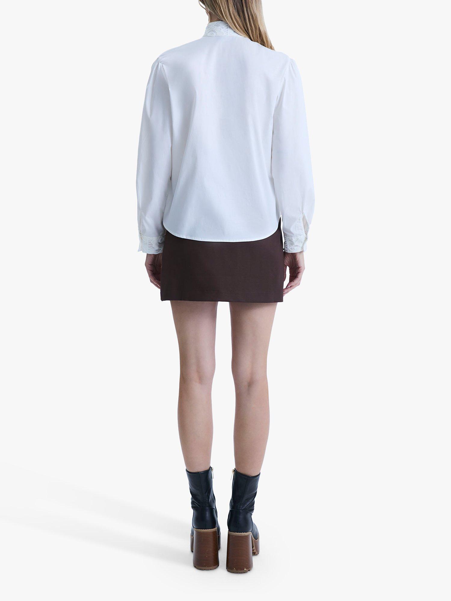 Product image 2 of 6, which shows James Lakeland Crochet Tie Neck Shirt, White, 8