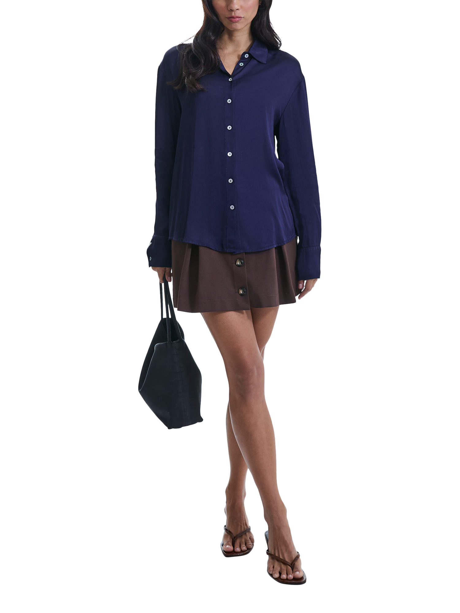 Product image 4 of 5, which shows James Lakeland Satin Long Sleeve Shirt, Dark Blue, 8