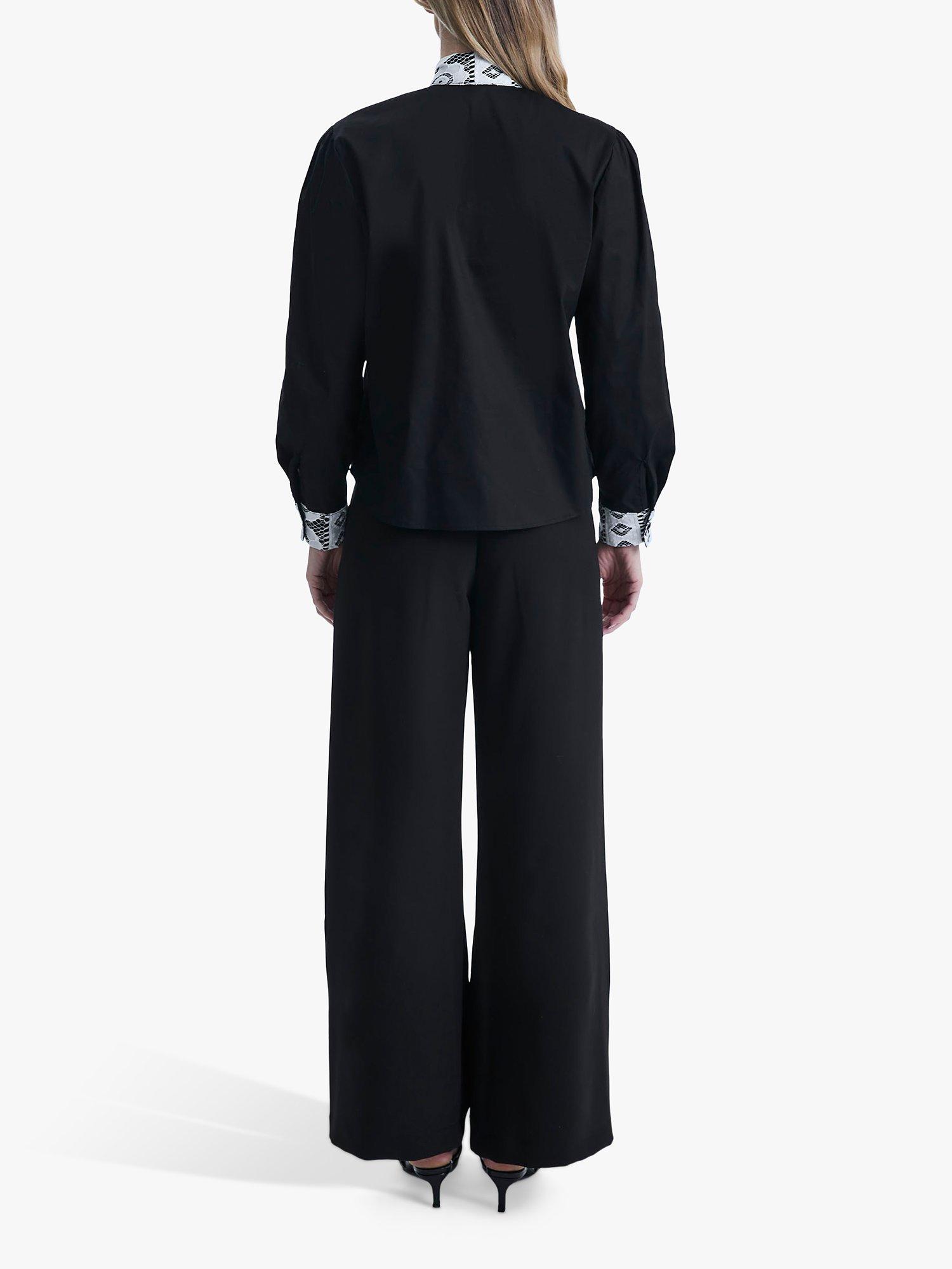 Product image 2 of 6, which shows James Lakeland Crochet Tie Neck Shirt, Black, 8