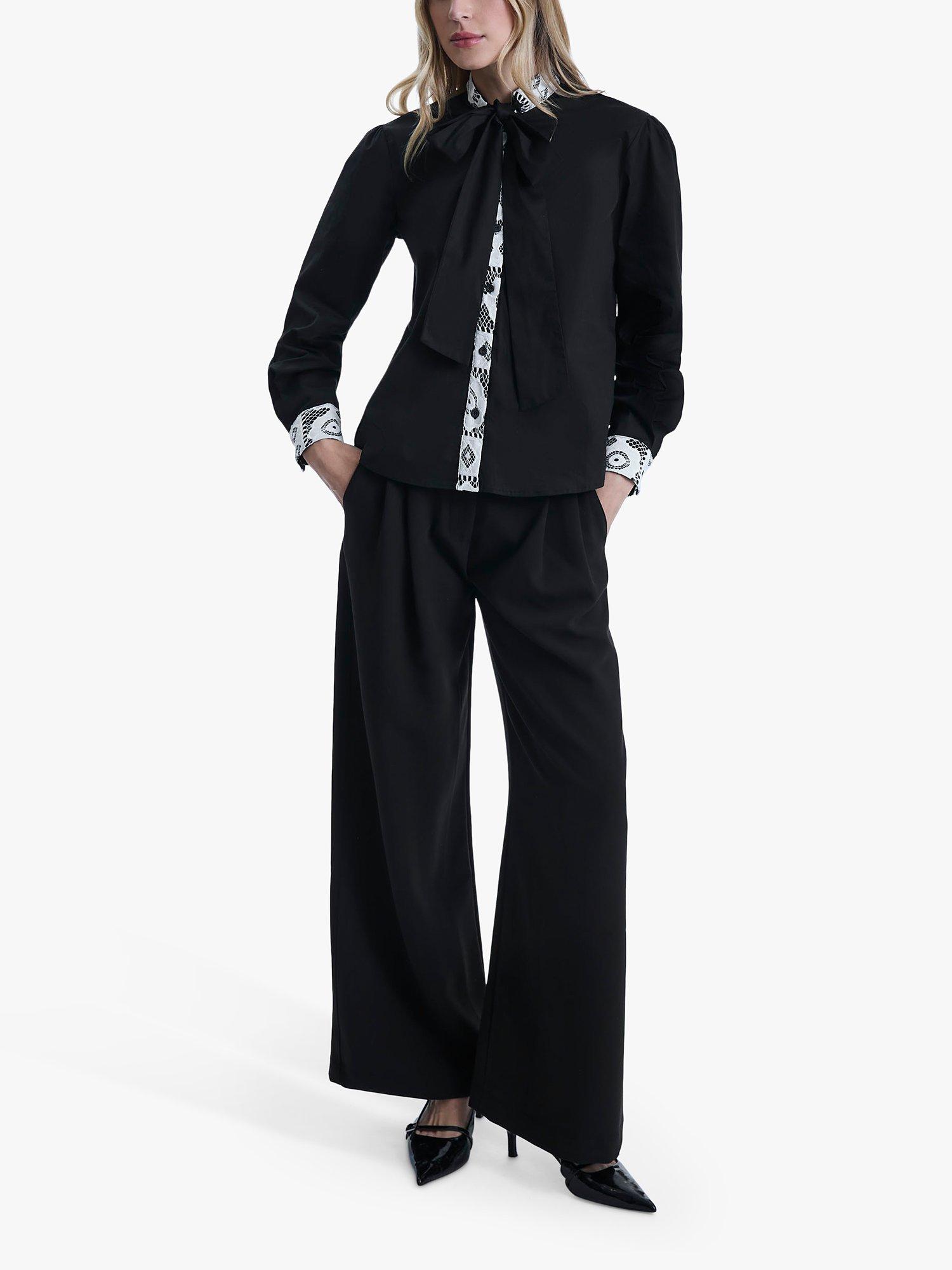 Product image 5 of 6, which shows James Lakeland Crochet Tie Neck Shirt, Black, 8
