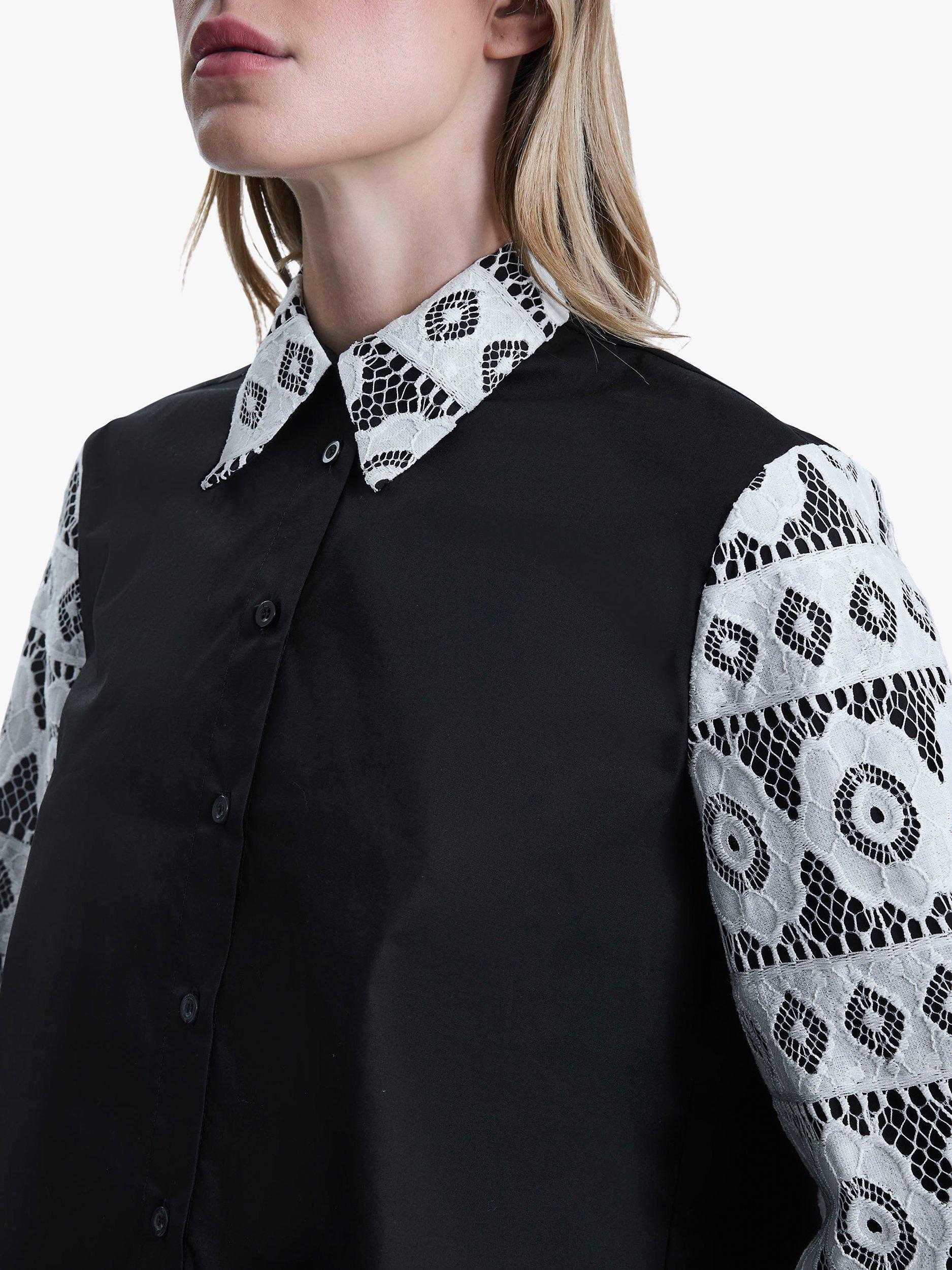 Product image 4 of 6, which shows James Lakeland Crochet Sleeve Shirt, Black, 8
