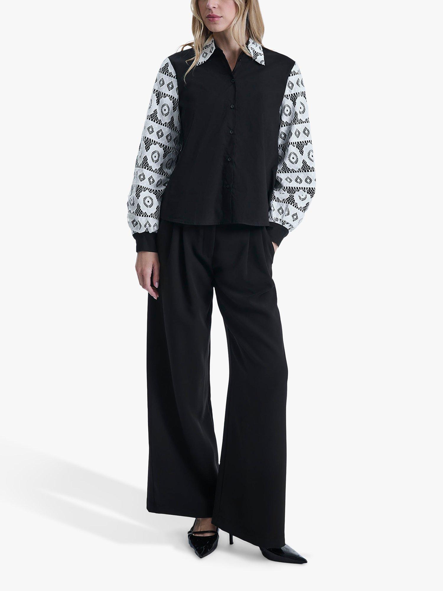 Product image 5 of 6, which shows James Lakeland Crochet Sleeve Shirt, Black, 8