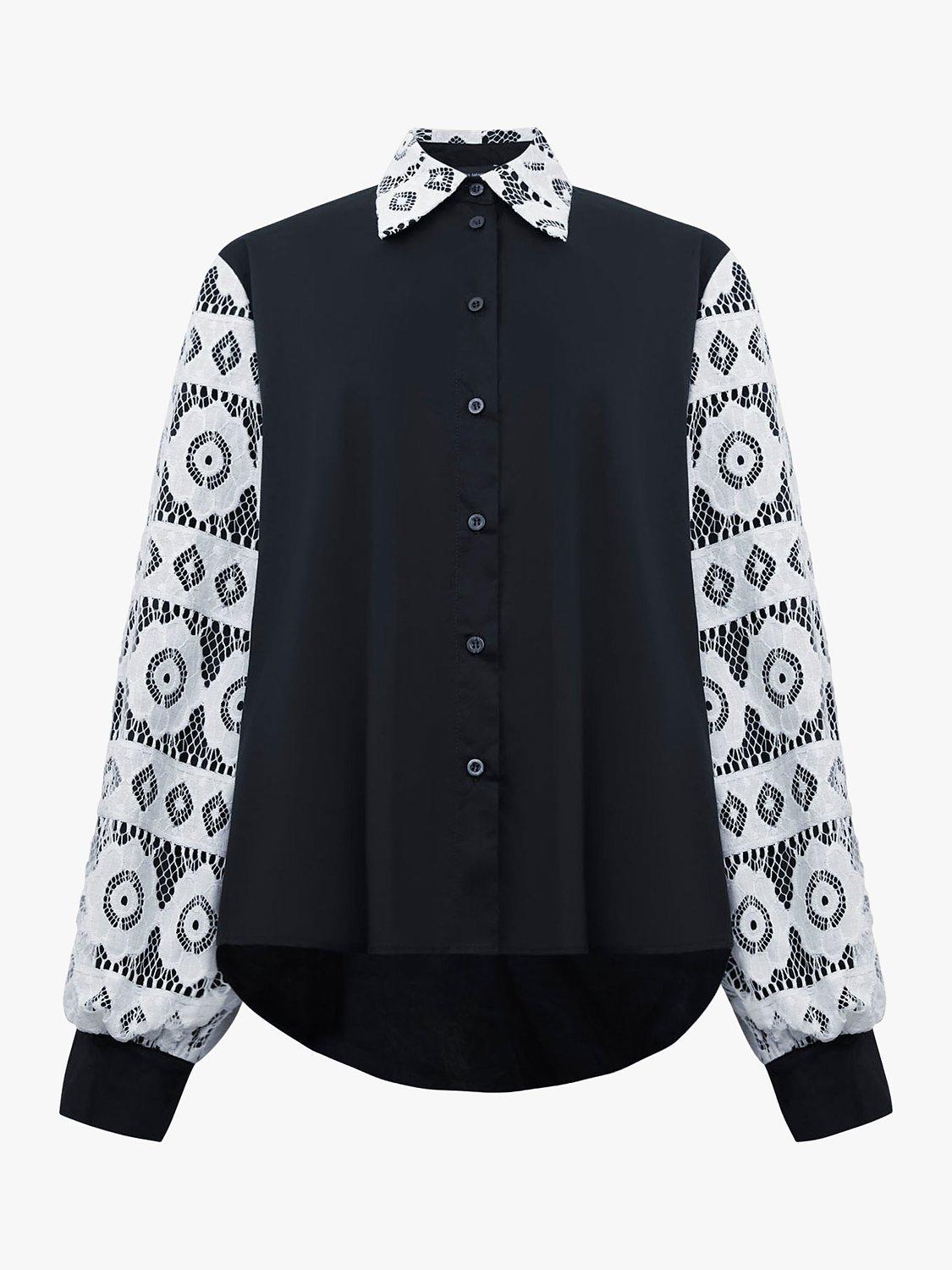 Product image 6 of 6, which shows James Lakeland Crochet Sleeve Shirt, Black, 8