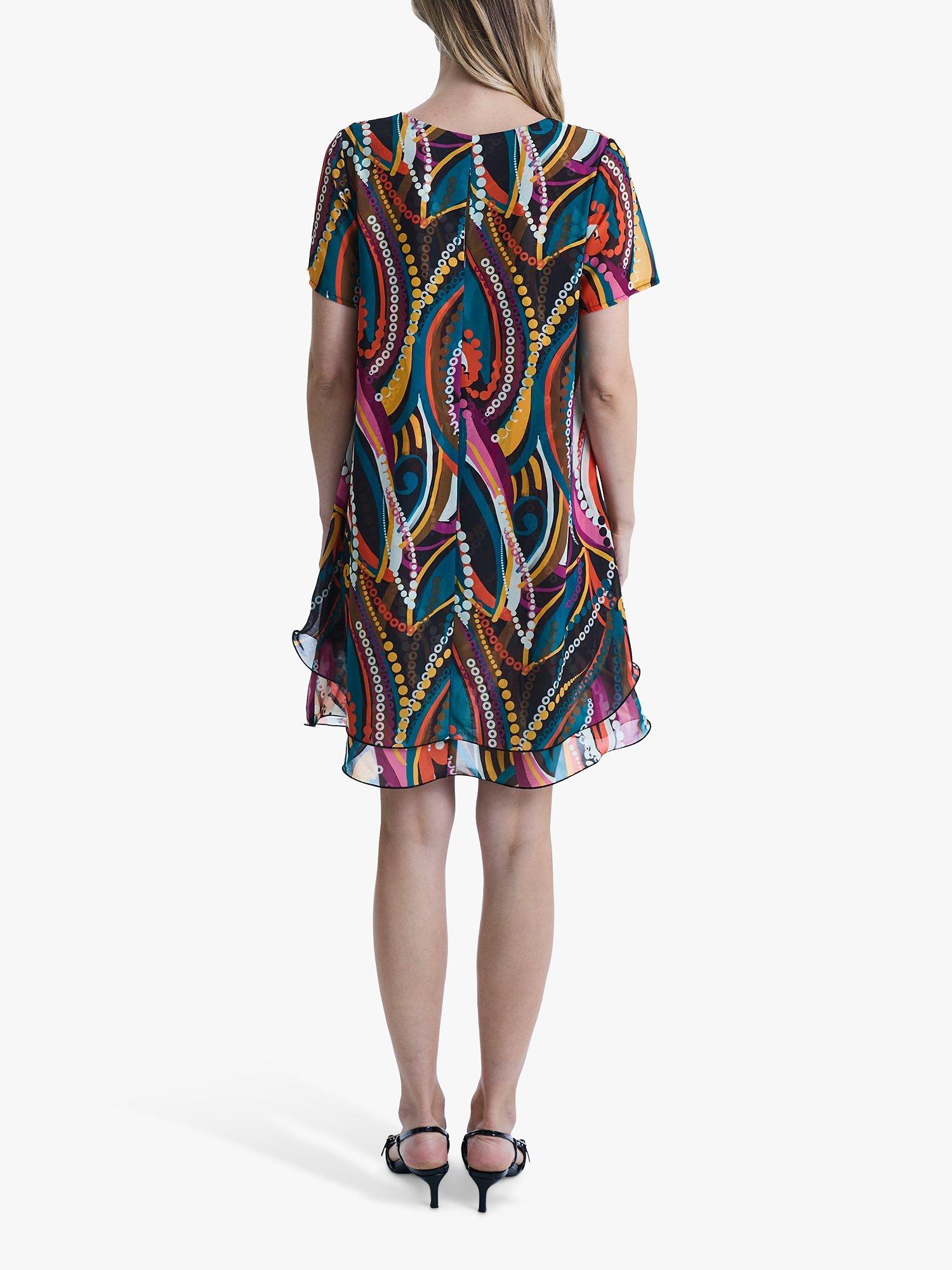 Product image 2 of 6, which shows James Lakeland Abstract Print Wave Hem Dress, Multi, 8
