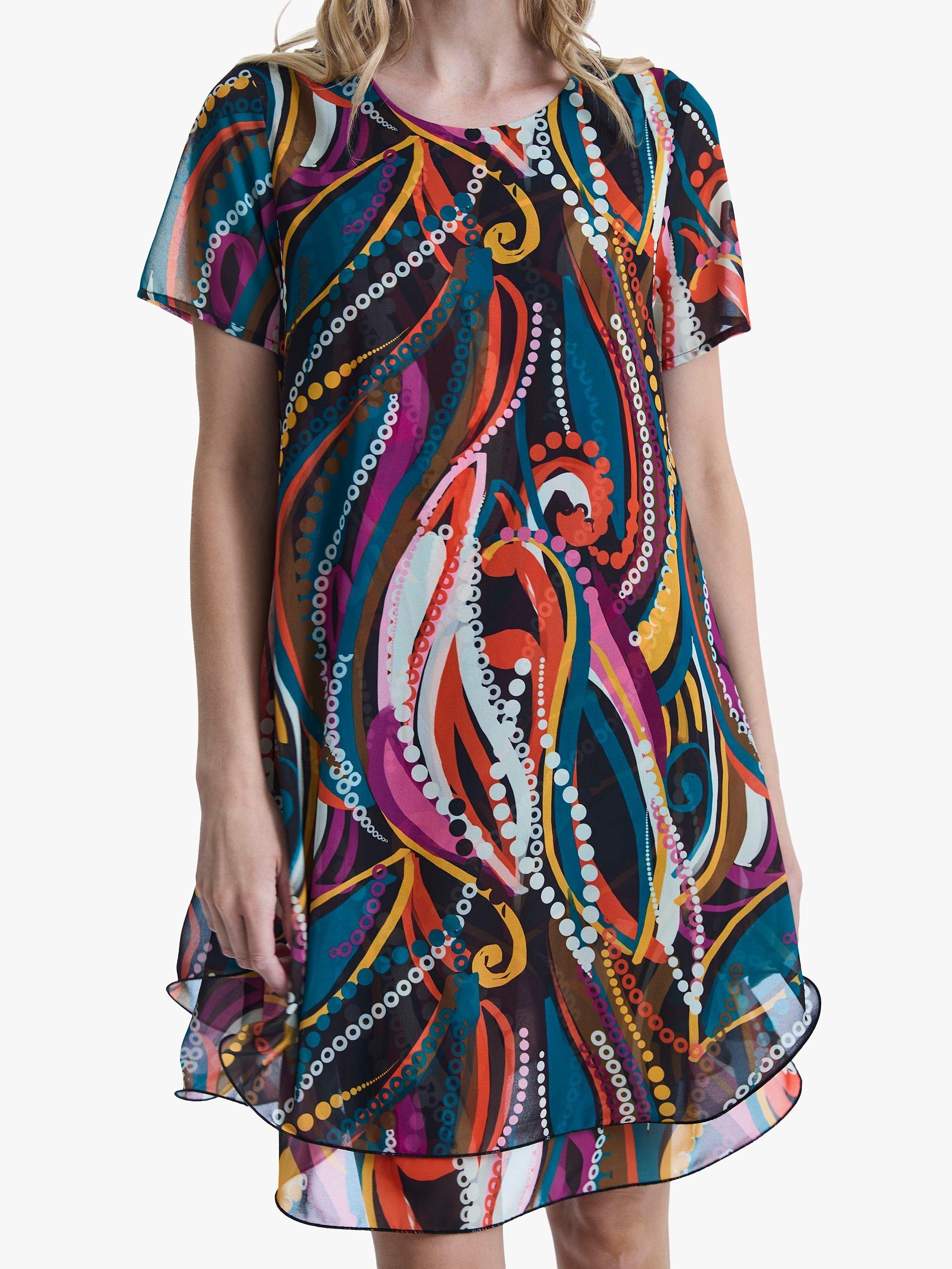 Product image 3 of 6, which shows James Lakeland Abstract Print Wave Hem Dress, Multi, 8